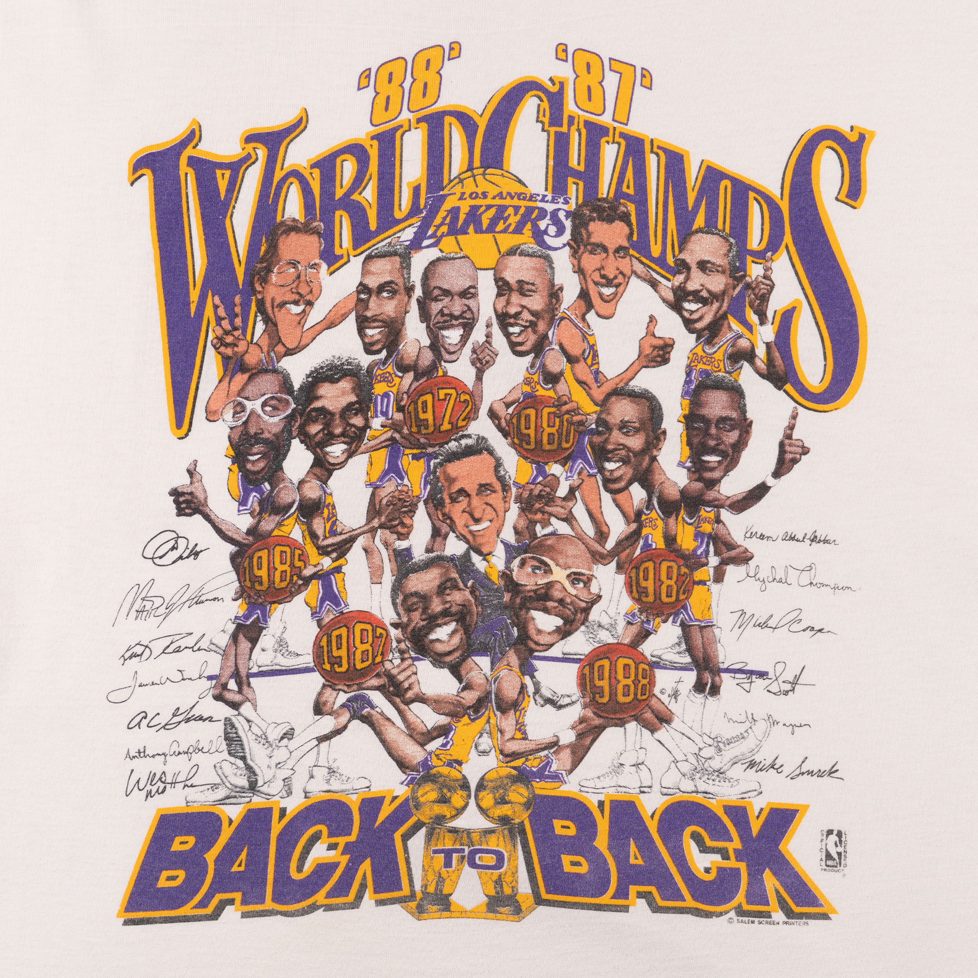 1988 Los Angeles Lakers Back to Back World Champions Tee White-PLUS