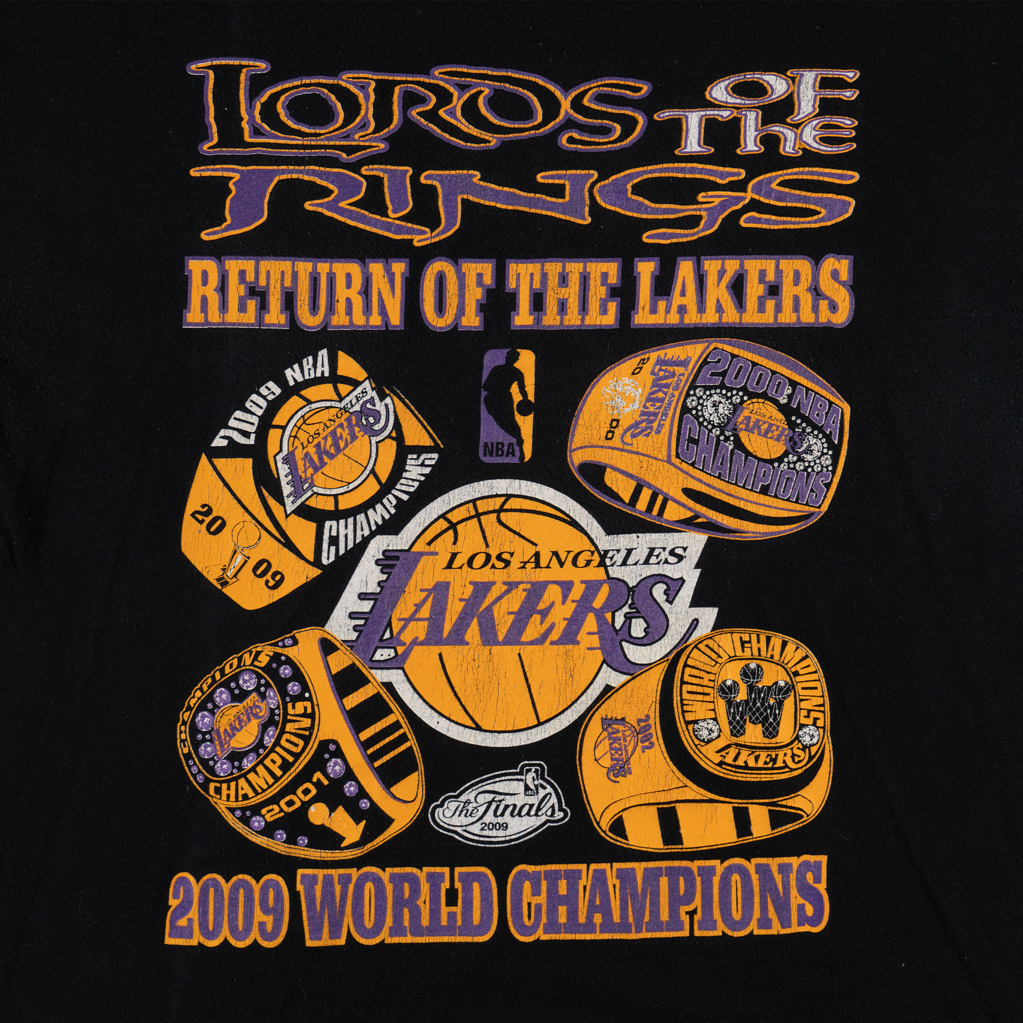 Los Angeles Lakers "Lords Of The Rings" 2009 NBA Tee Black-PLUS