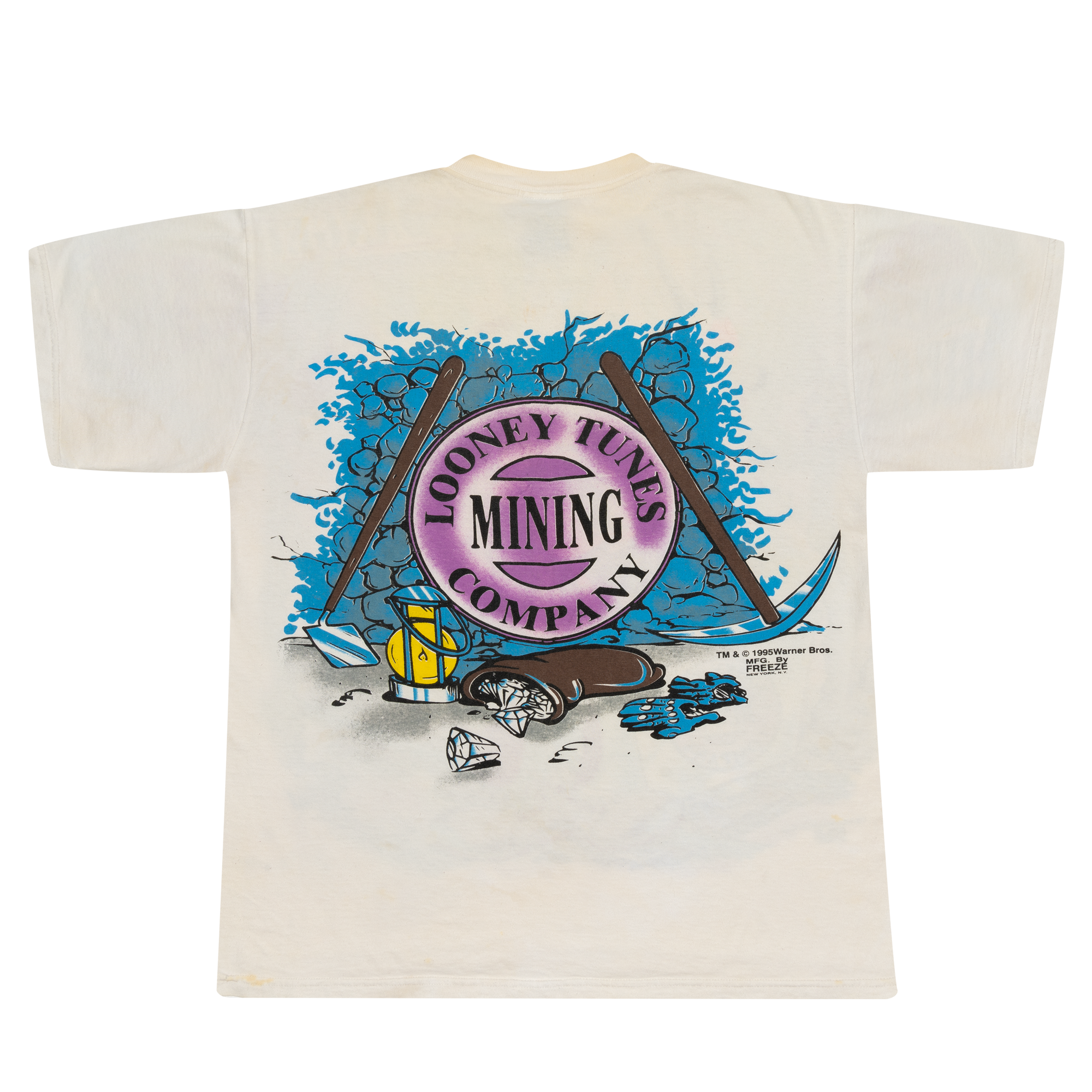 Looney Tunes Mining Company All Over Print 1995 Tee White-PLUS