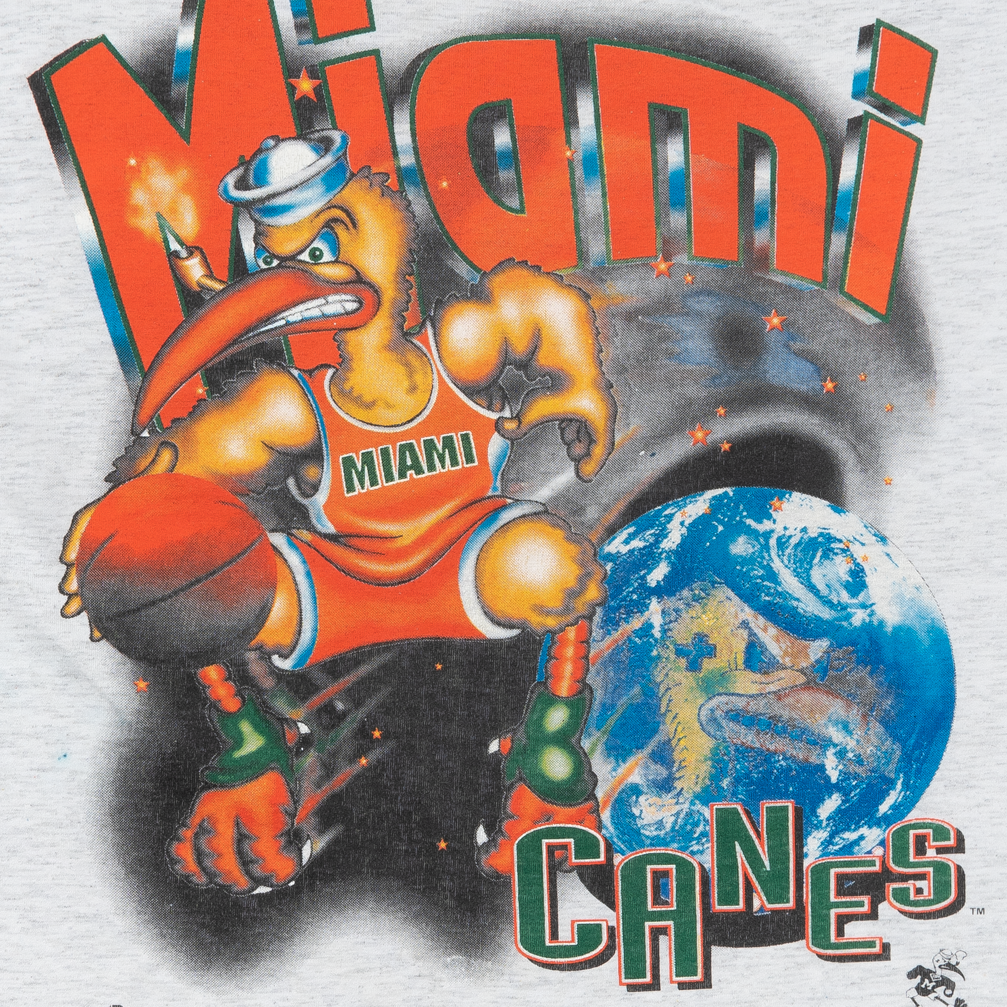 Miami Hurricanes Bulletin Athletic Mascot 90s Collegiate Tee Grey-PLUS