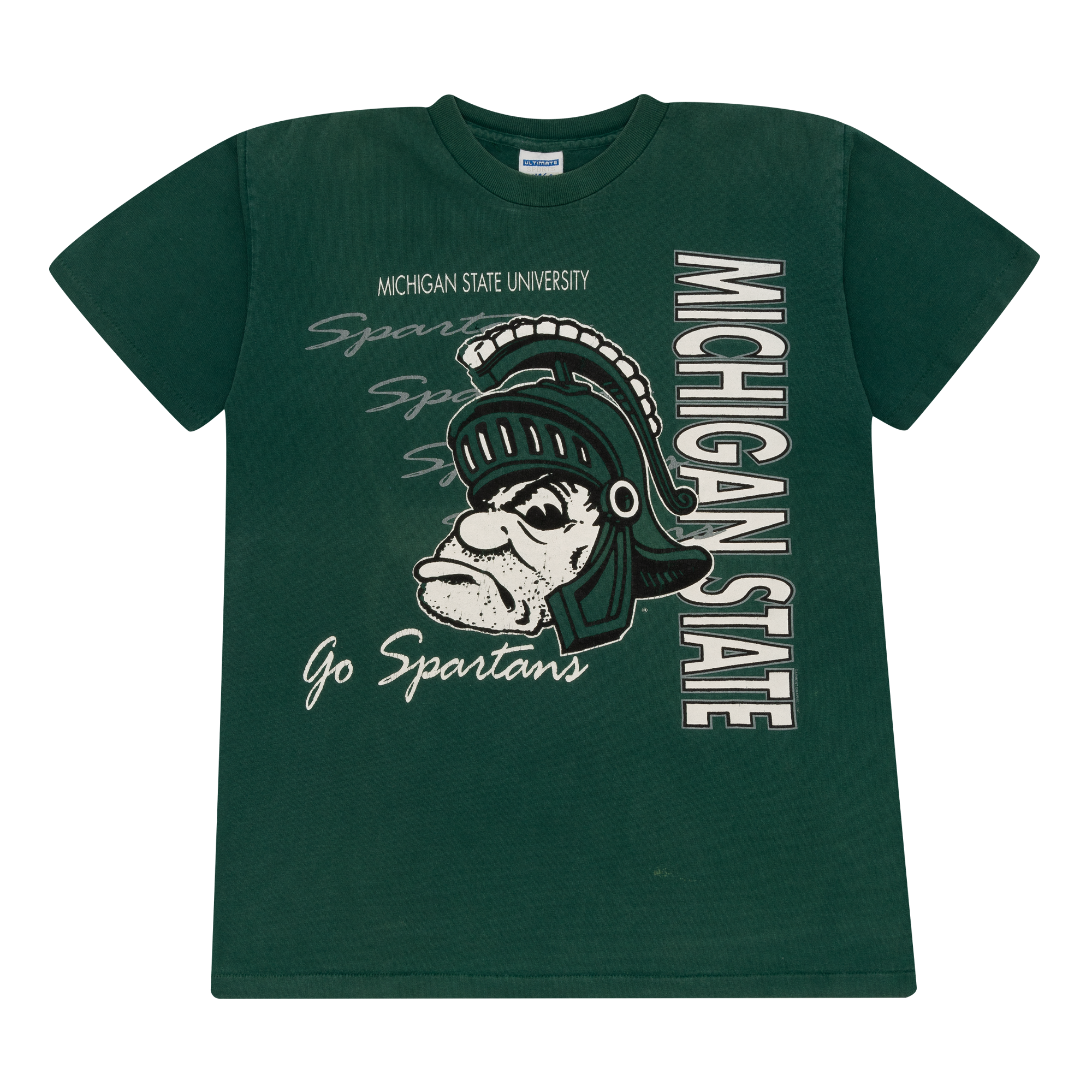 Michigan State University Spartan Mascot 1990s Collegiate Tee Green-PLUS
