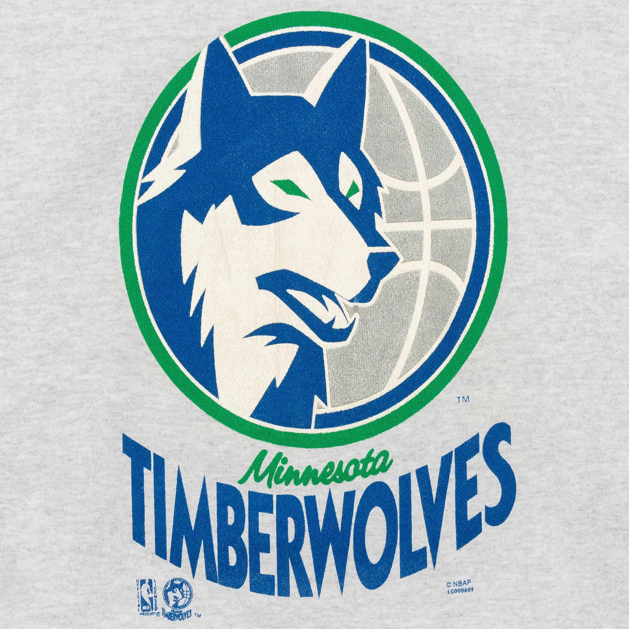 Minnesota Timberwolves Logo 7 90s NBA Crewneck Grey-PLUS