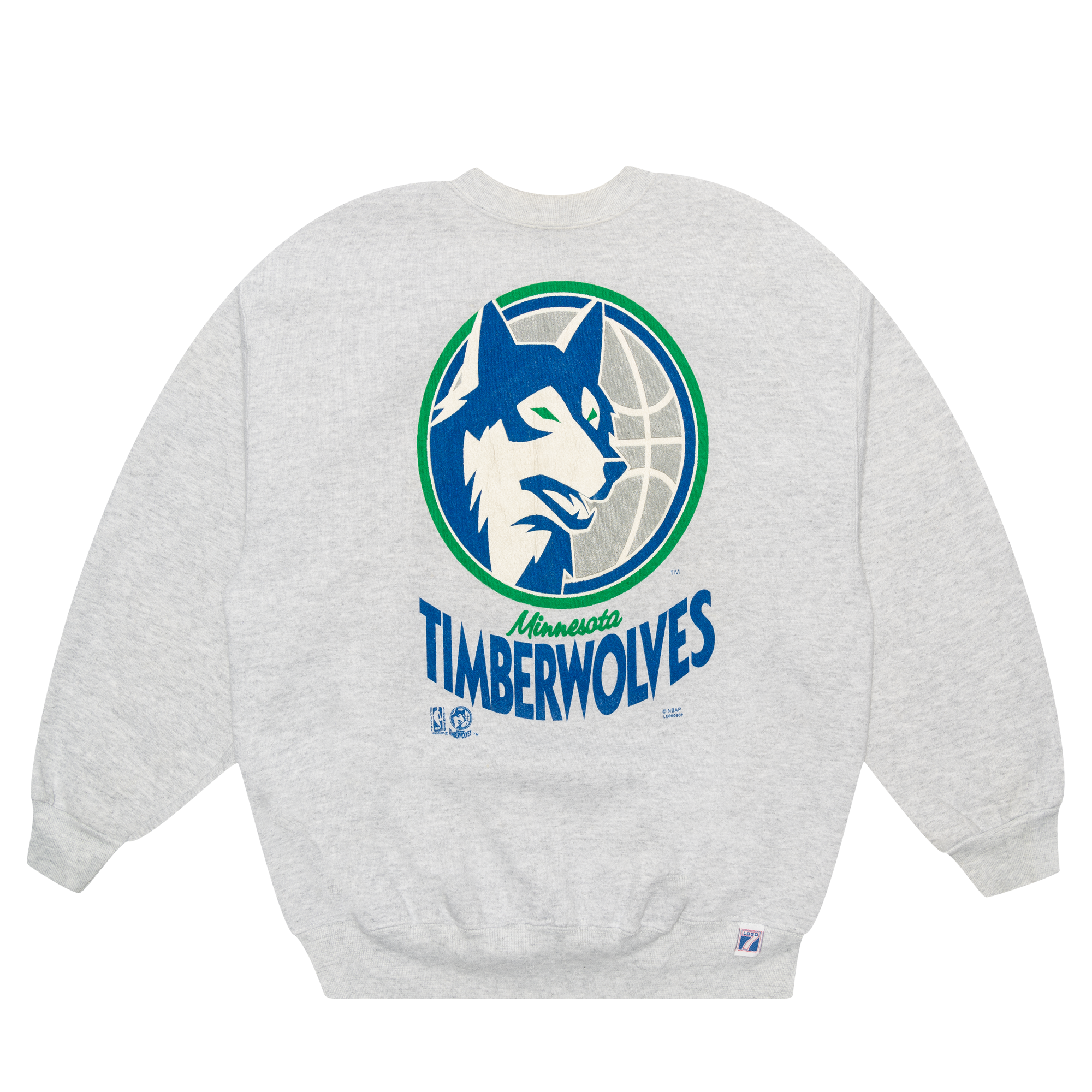 Minnesota Timberwolves Logo 7 90s NBA Crewneck Grey-PLUS