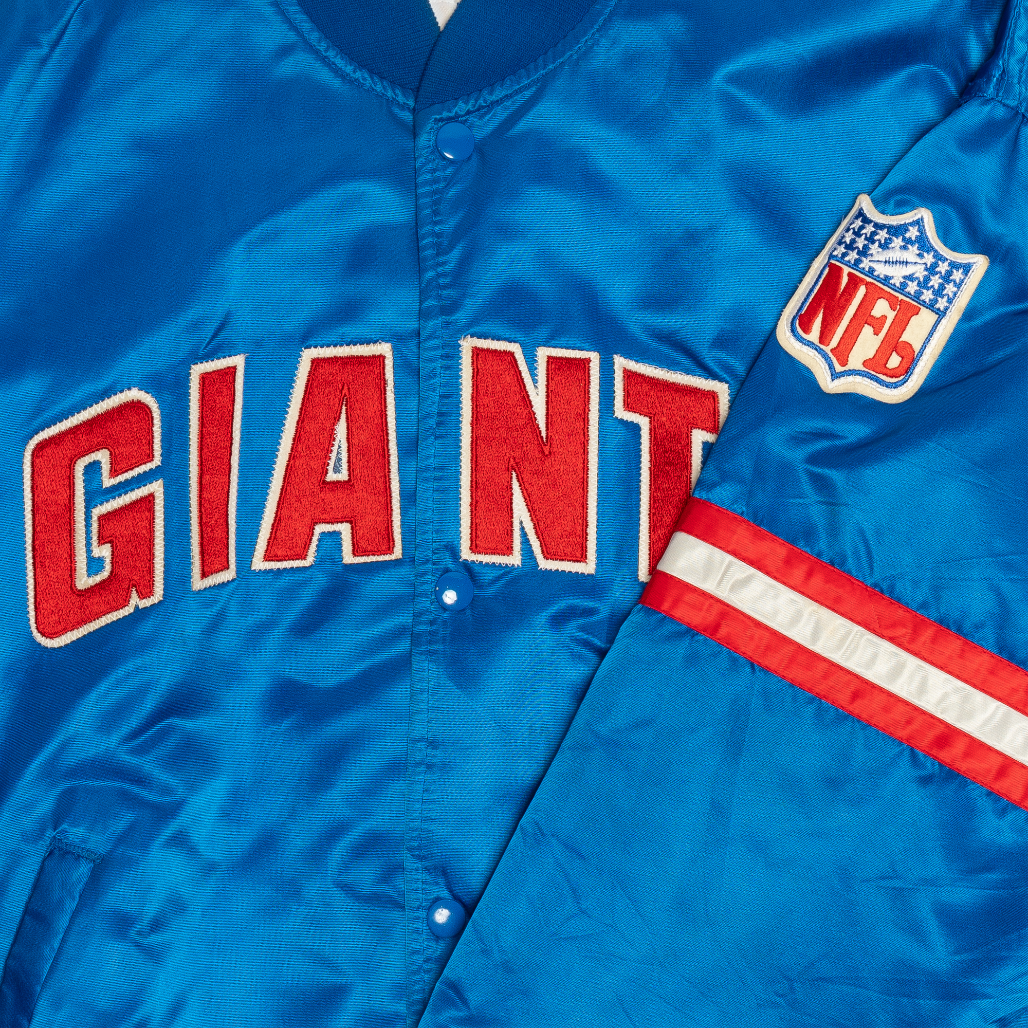 New York Giants Striped Sleeve NFL Varsity Jacket Blue-PLUS