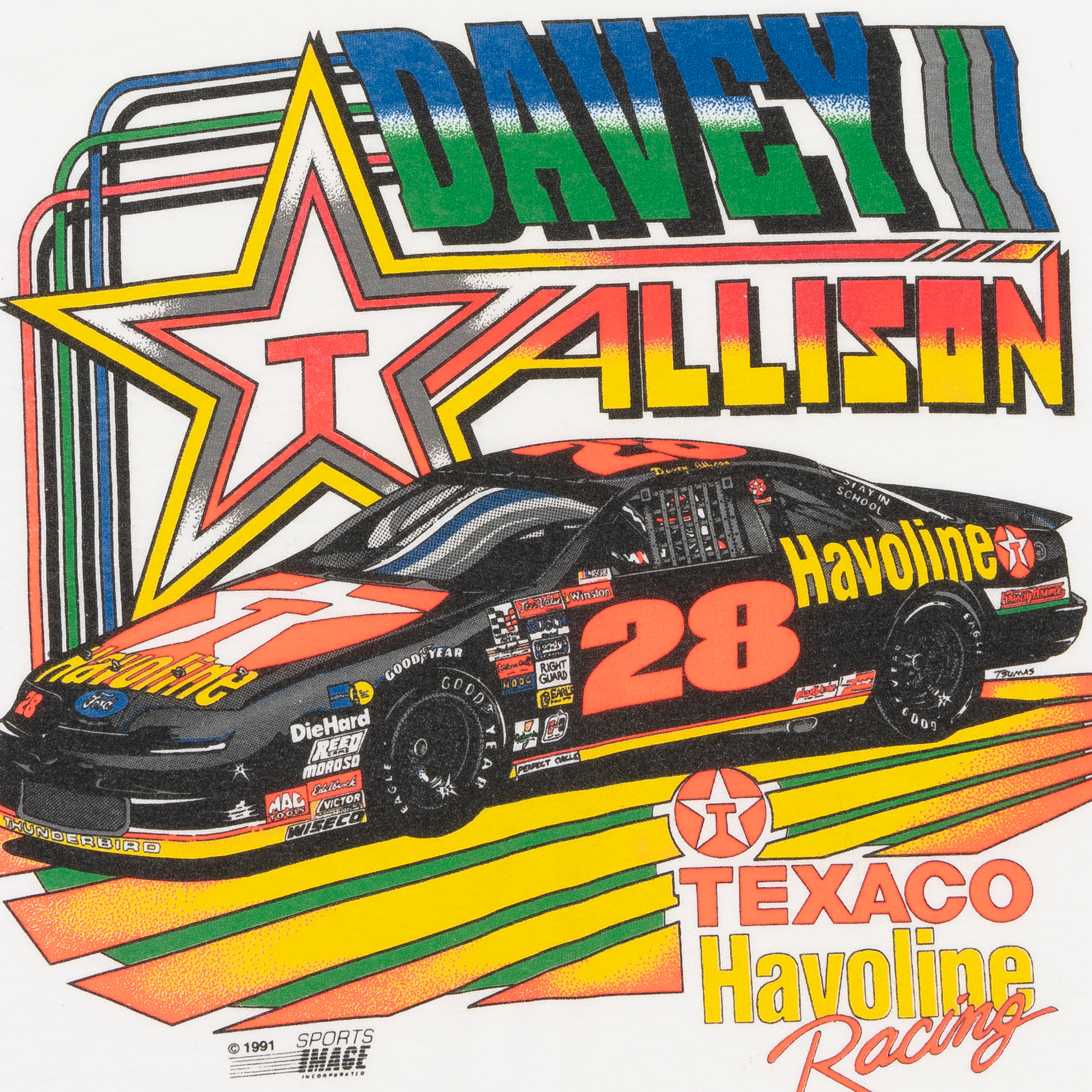 Davey Allison Texaco Havoline Racing 1991 Sports Image Tee White-PLUS