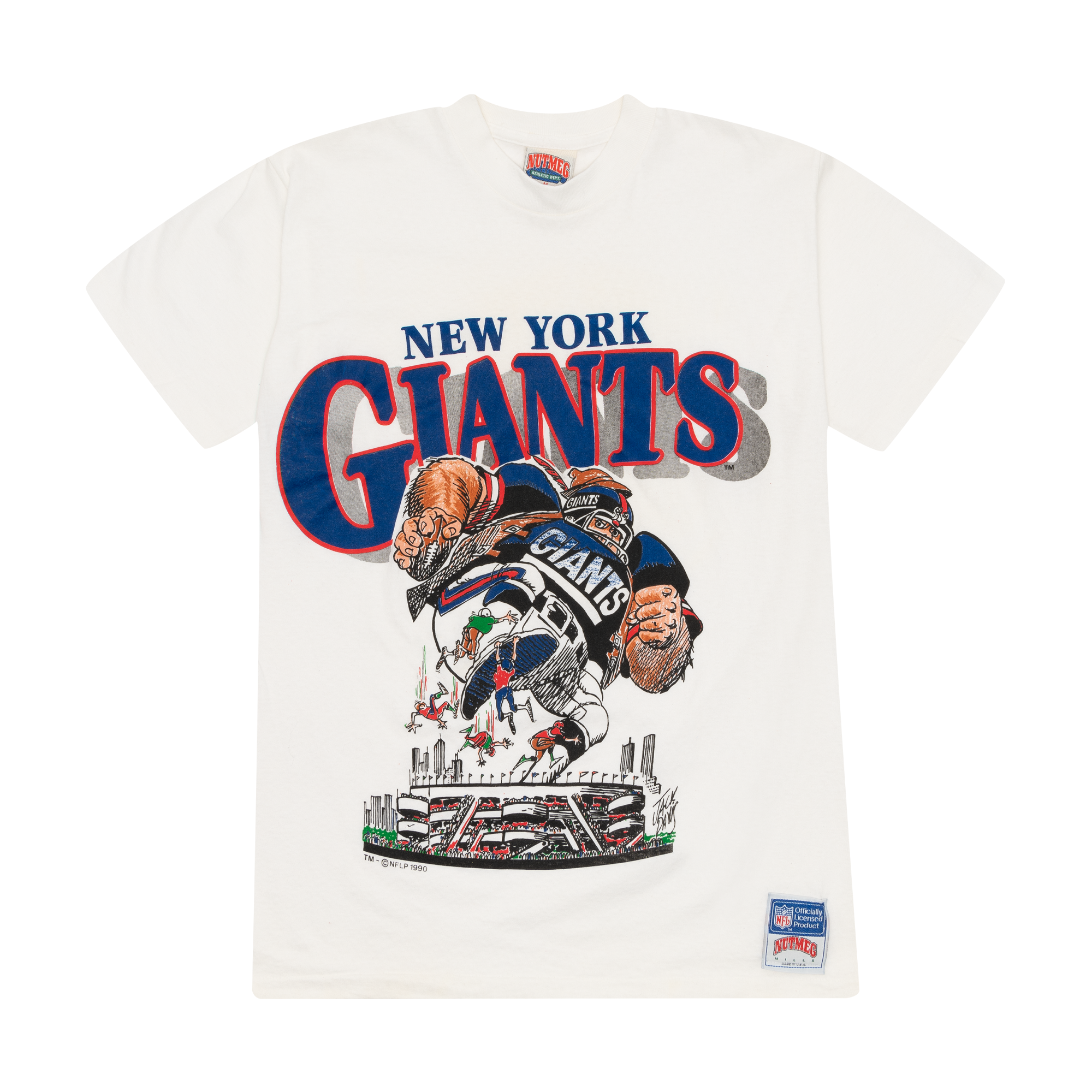 New York Giants Nutmeg Giant Player 1990 NFL Tee White-PLUS