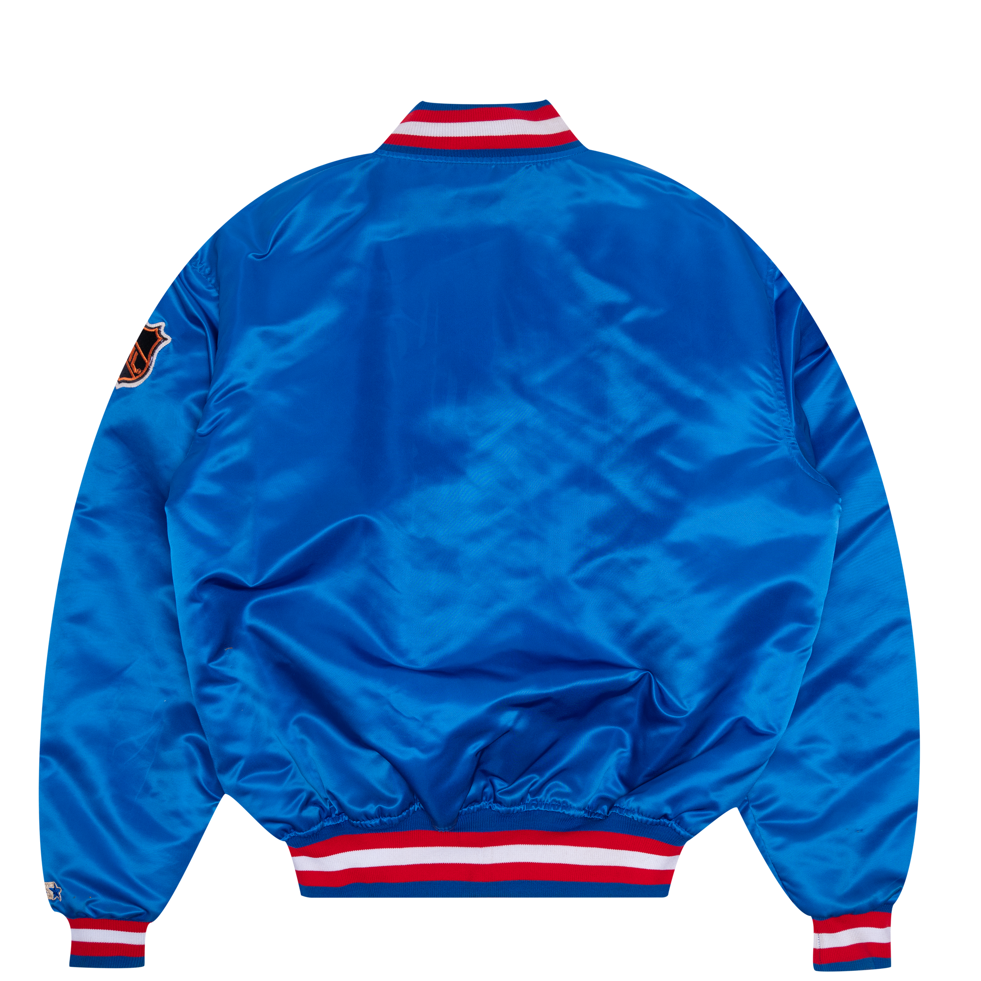 New York Rangers Embroidered Starter Satin Jacket Blue-PLUS