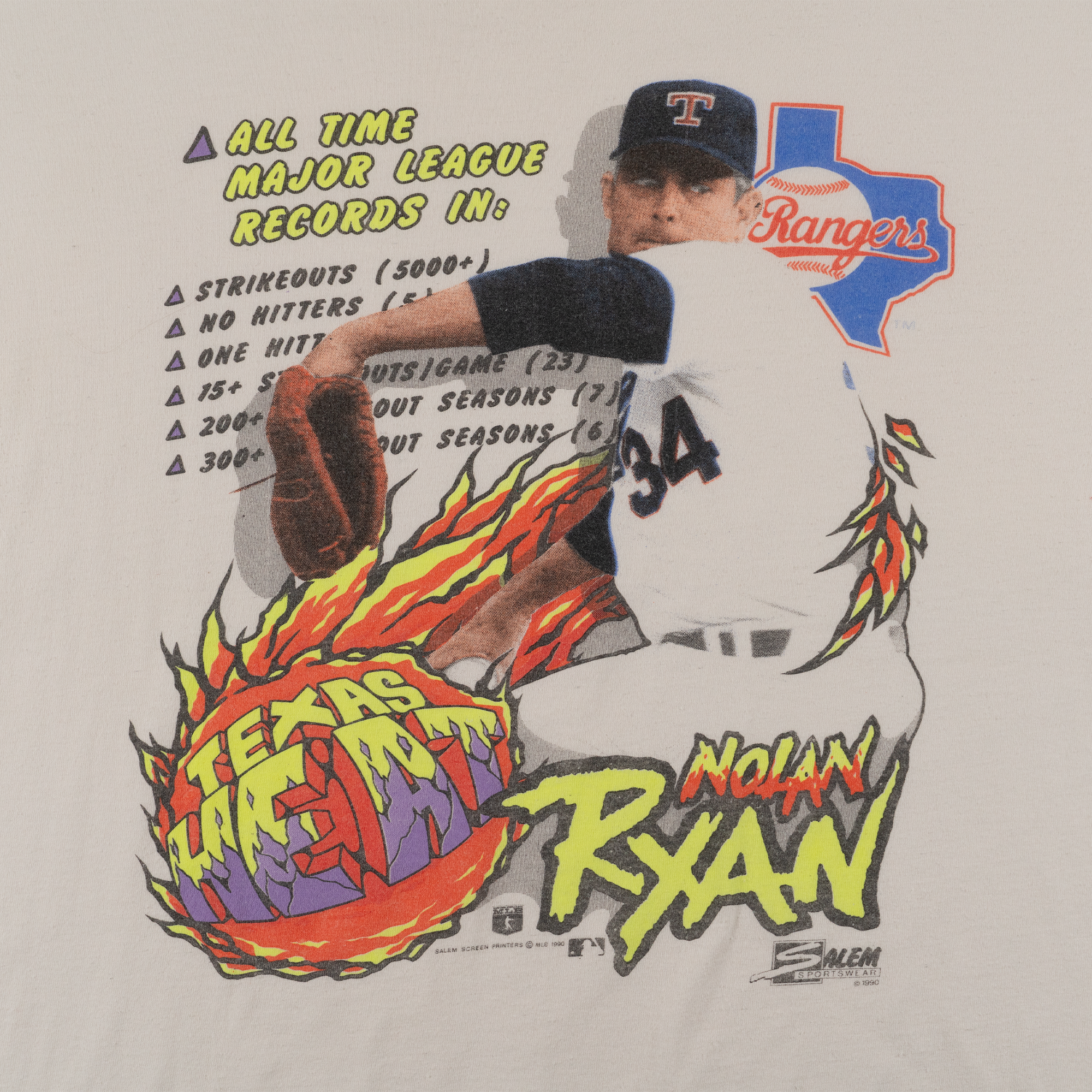 Nolan Ryan Rangers Baseball Tee White-PLUS