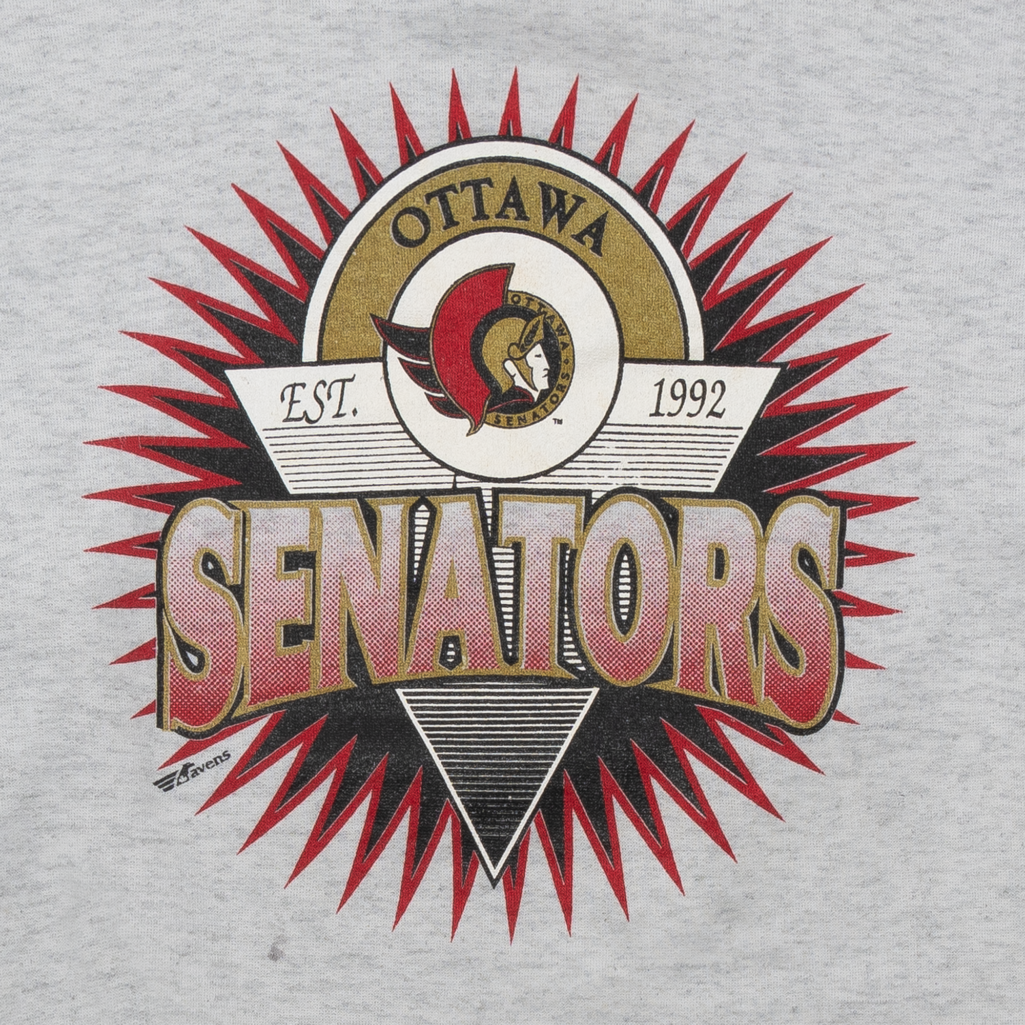 Ottawa Senators Ravens Two Tone 90s NHL Crewneck Grey-PLUS
