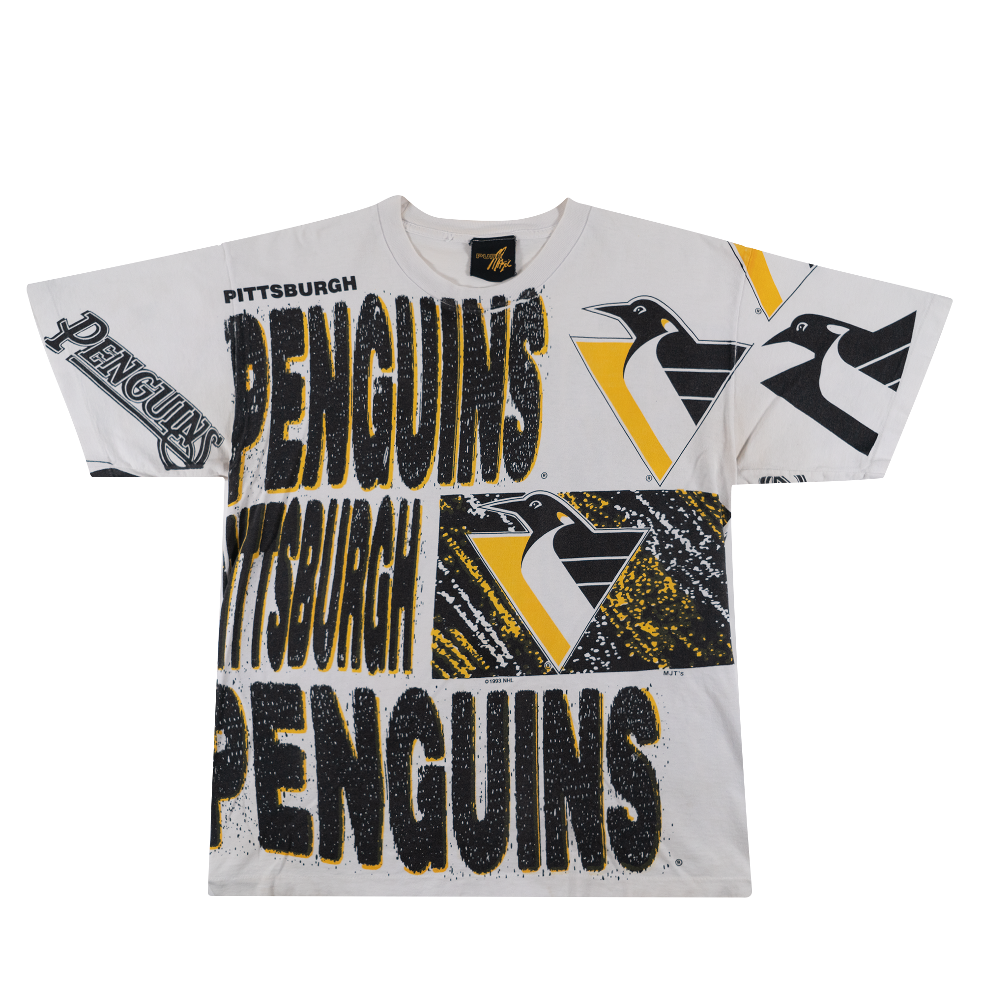 Pittsburgh Penguins 1993 All Over Print Tee White-PLUS