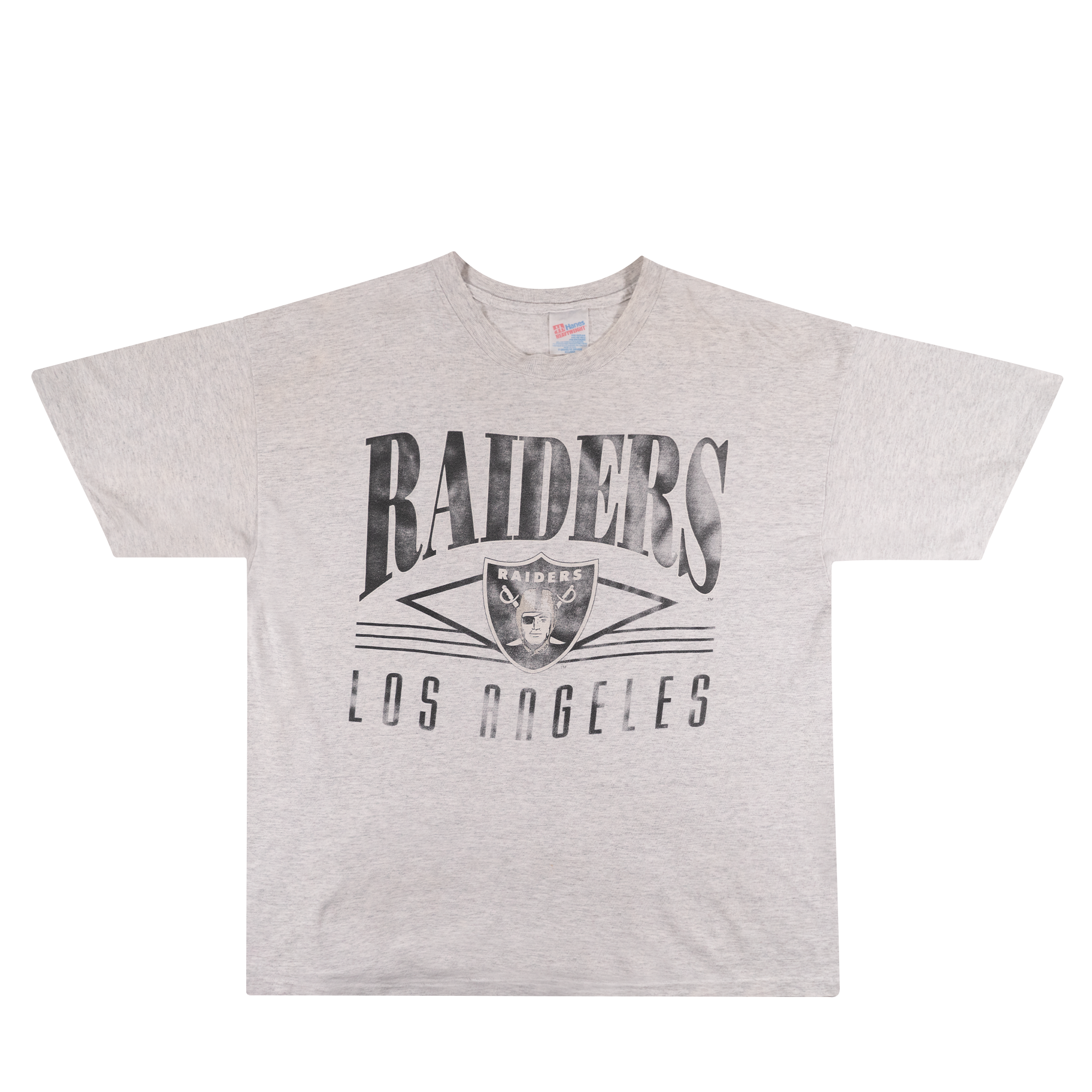Los Angeles Raiders Logo Spellout NFL Tee Grey-PLUS
