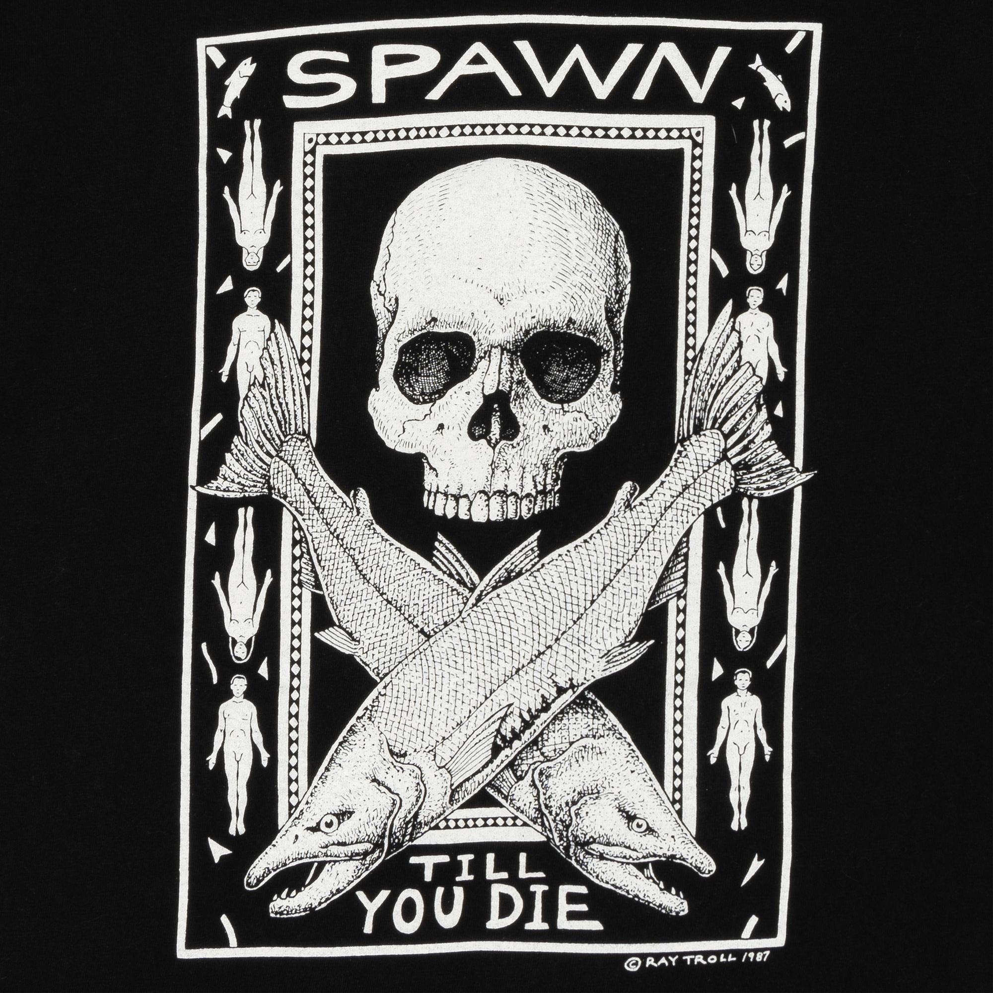 Ray Troll Spawn Till You Die 1987 Tee Black-PLUS