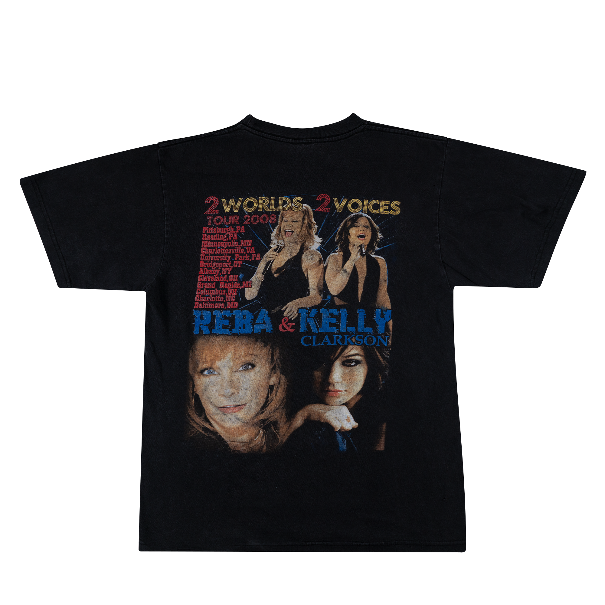 2 Worlds 2 Voices Reba And Kelly Clarkson Tee Black-PLUS