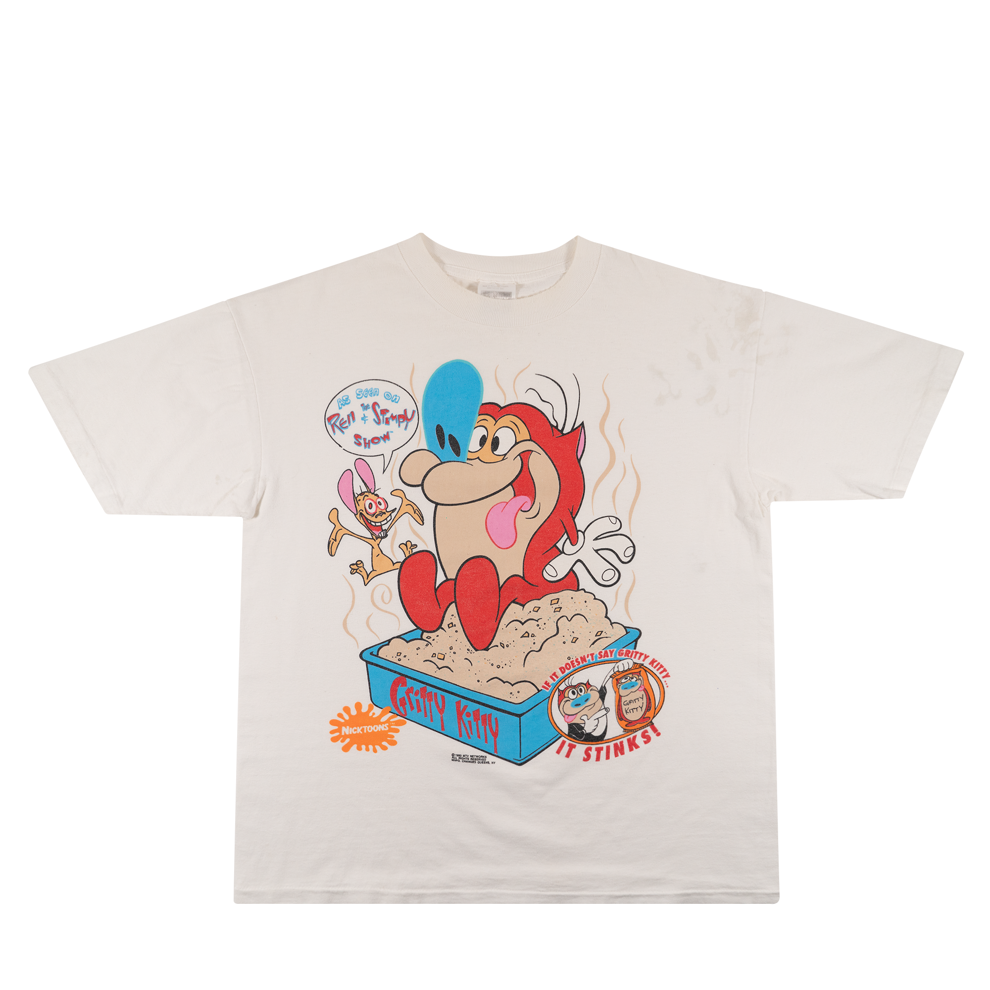 The Ren And Stimpy Show 1992 Nicktoons Tee White-PLUS