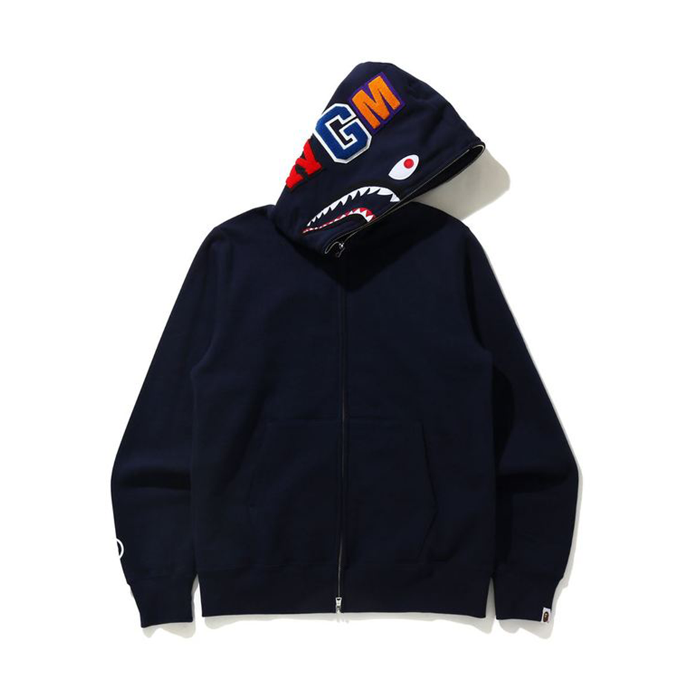 BAPE Shark WGM Full Zip Hoodie Navy-PLUS