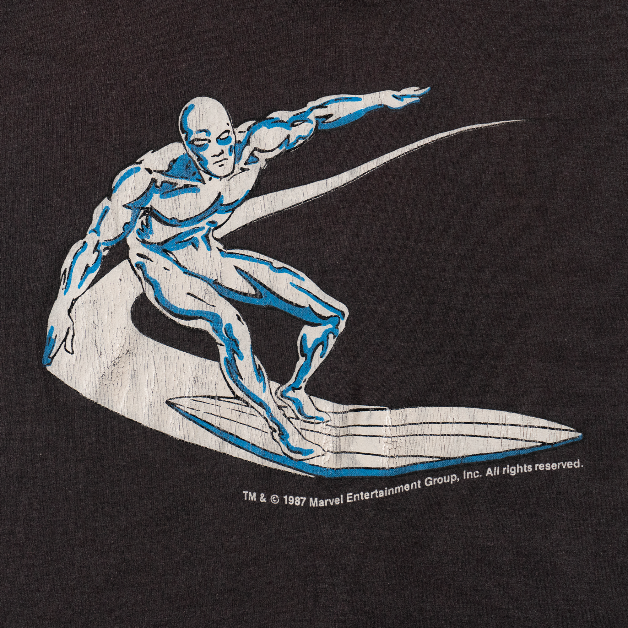Silver Surfer Marvel Faded 1987 Tee Black-PLUS