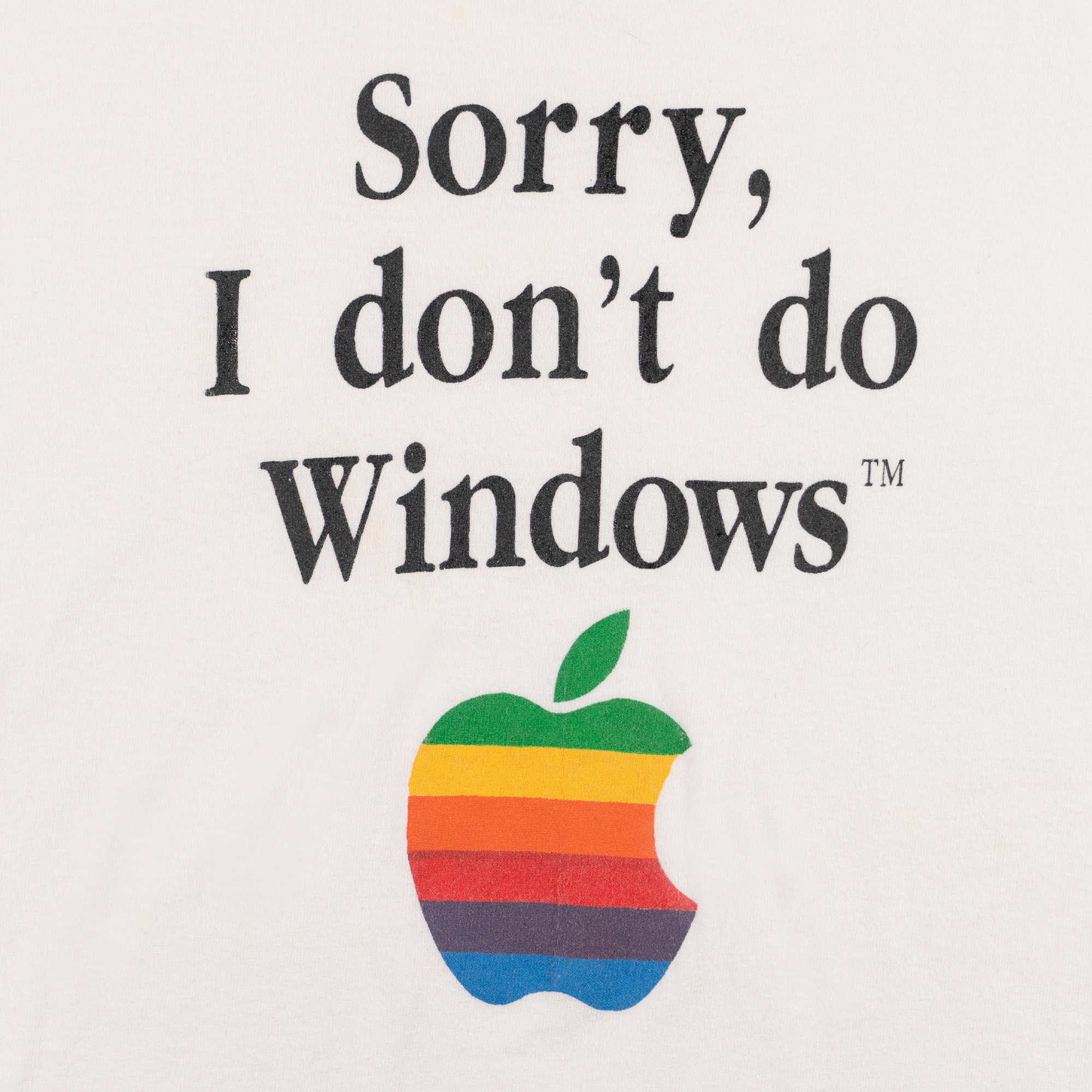 Apple Computers “Sorry I don’t do Windows” Tee White-PLUS