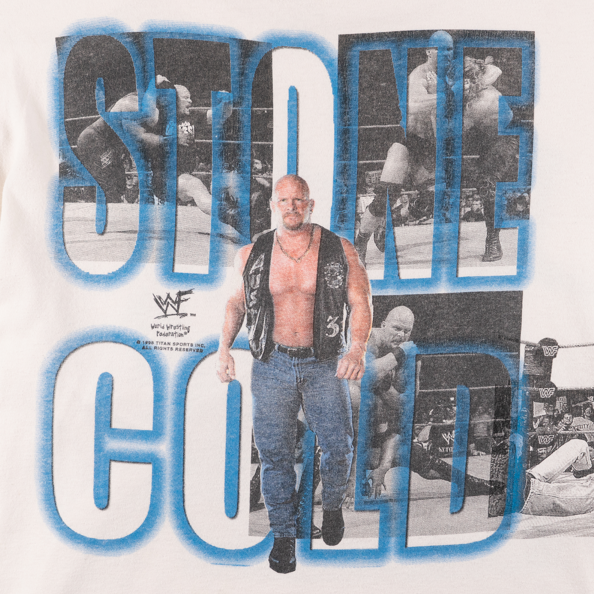 Stone Cold Steve Austin 3:16 All Over Print Blue Grey And Graphic Tee White-PLUS