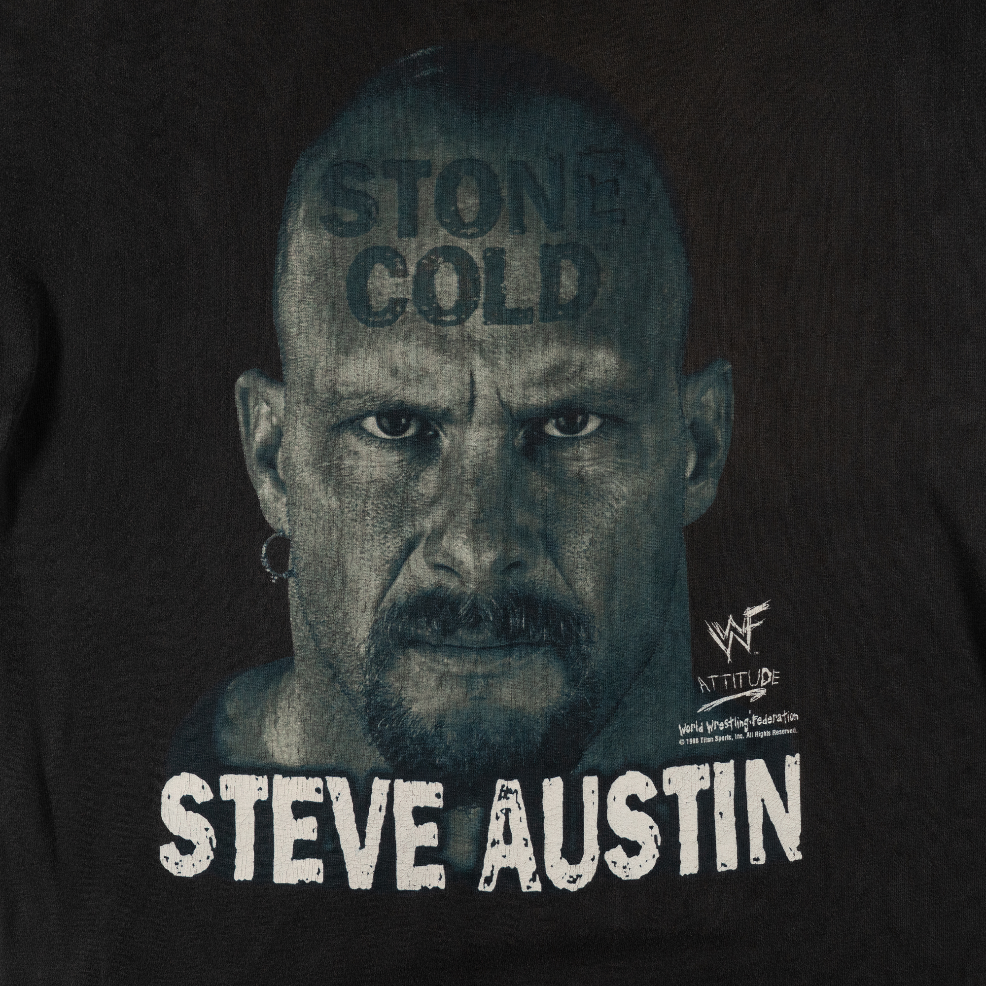 1998 Stone Cold Steve Austin Big Face Ultra Tag Tee Black-PLUS