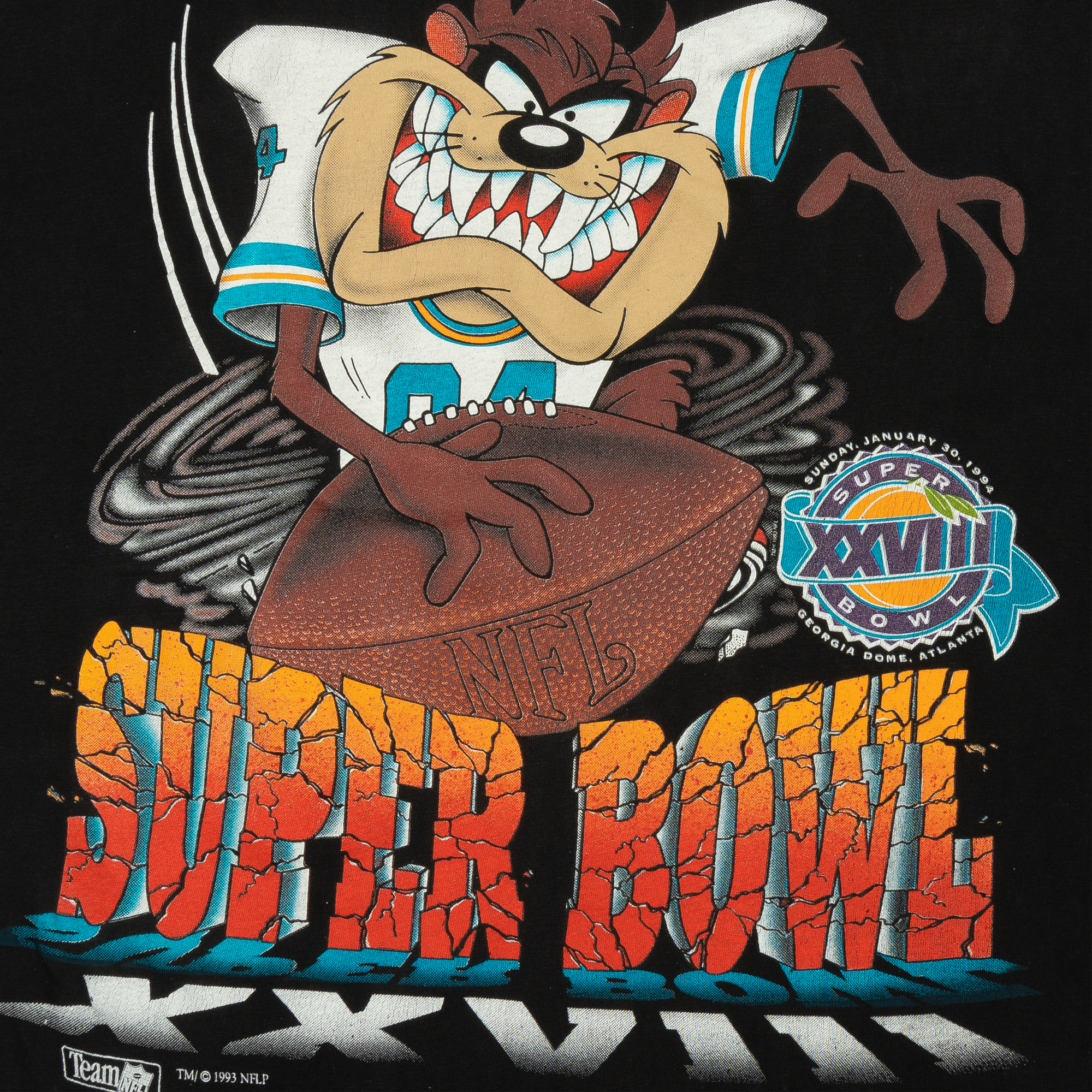 Taz Super Bowl XXVIII Magic Johnson T's 1994 NFL Tee Black-PLUS