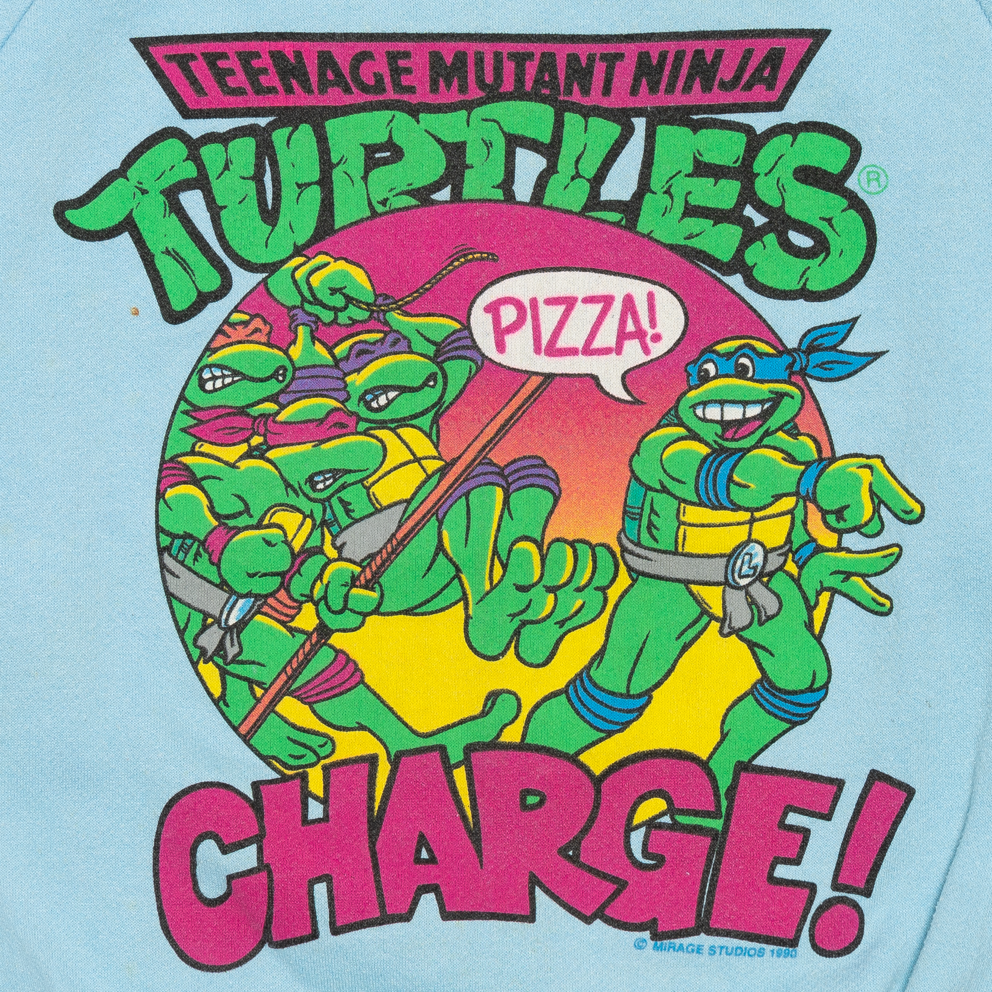 Teenage Mutant Ninja Turtles Charge 1990 Raglan Crewneck Baby Blue-PLUS