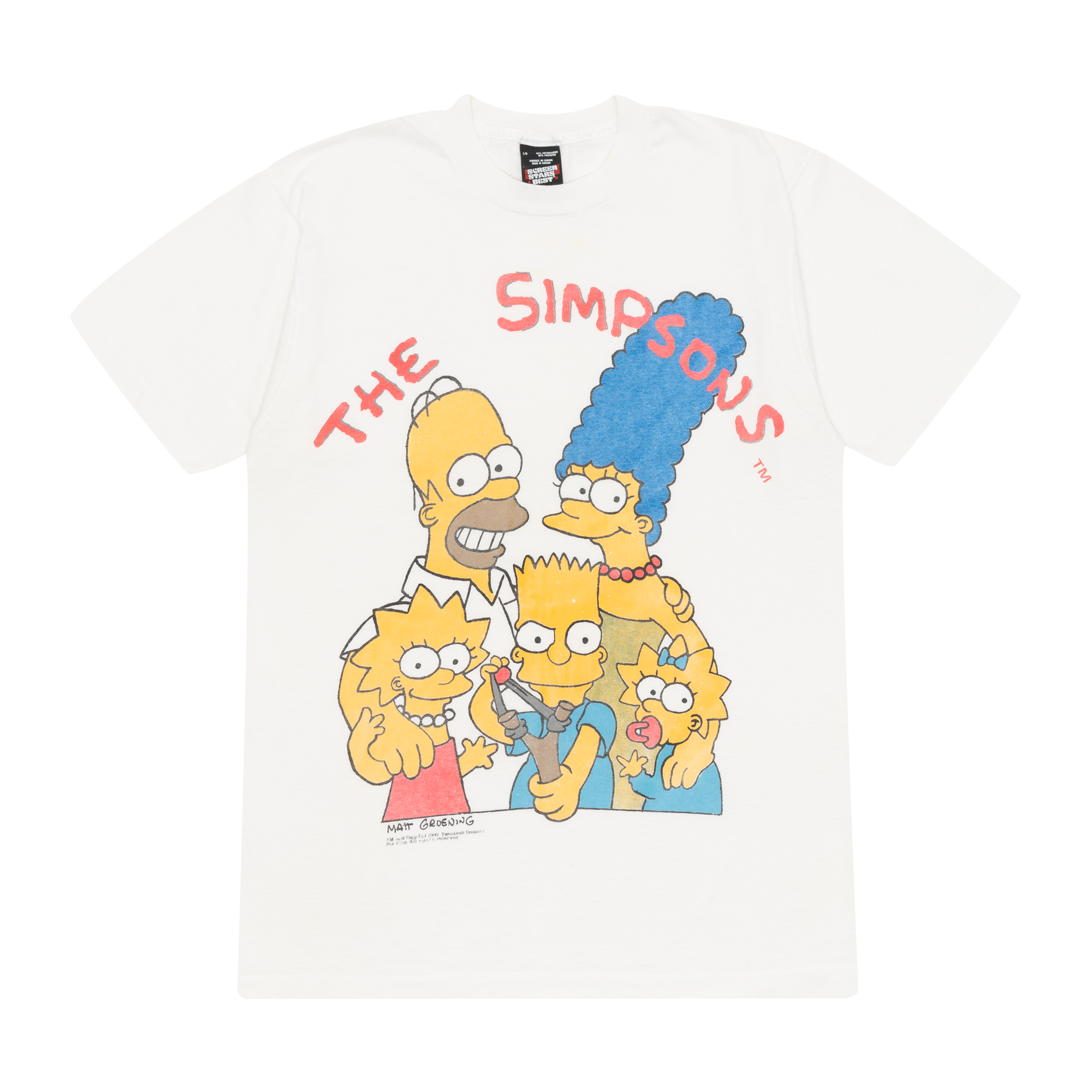"The Simpsons" Family Photo 1990 Tee White-PLUS