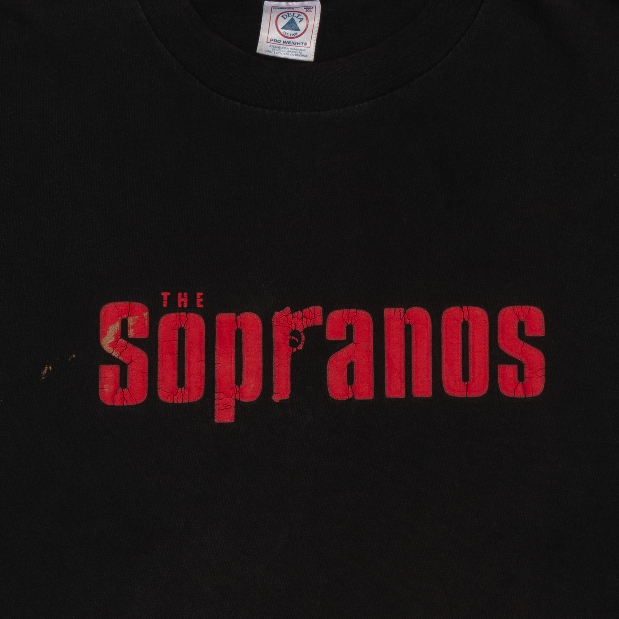 Distressed "Sopranos" HBO Tee Black-PLUS