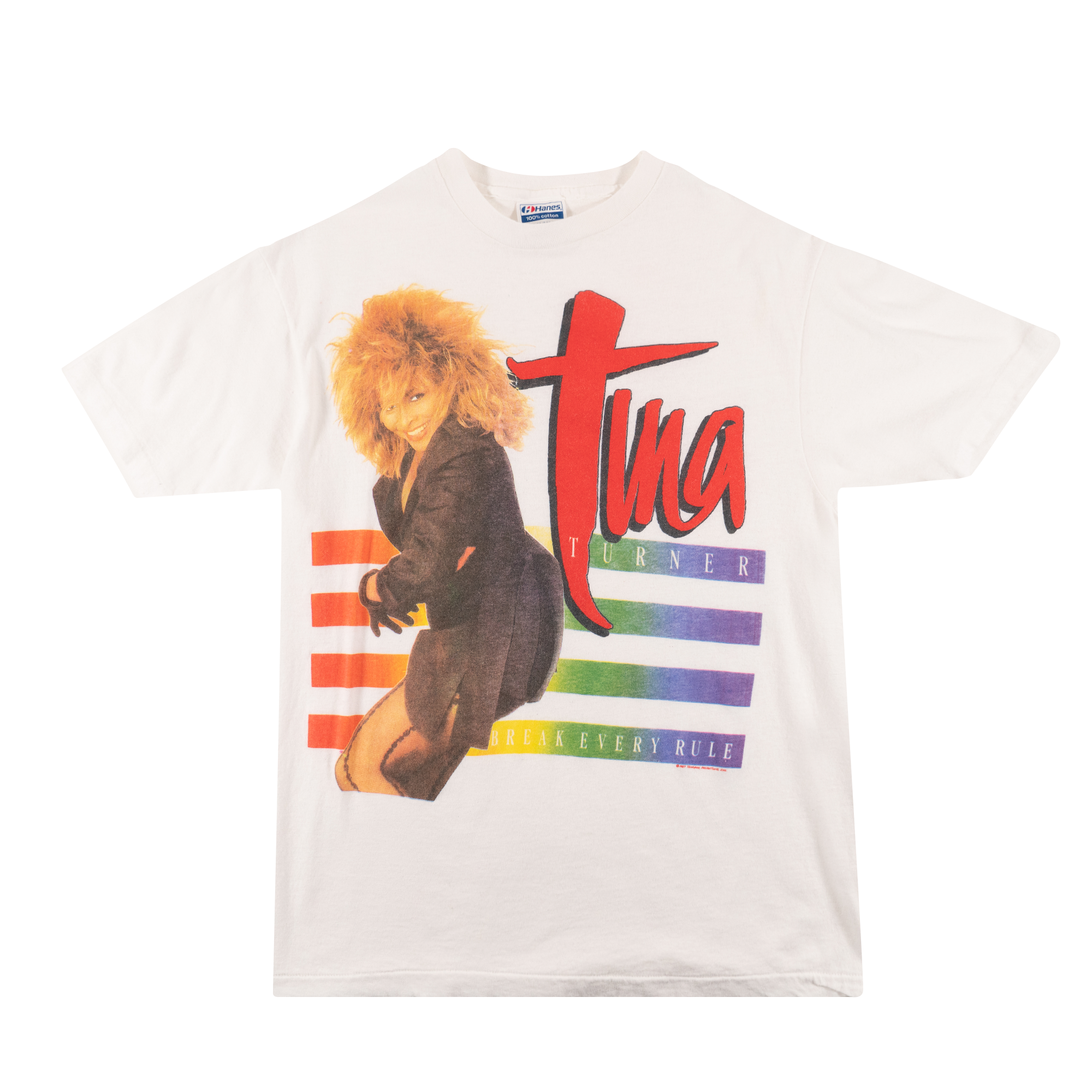 1987 Tina Turner Colourful Graphic Tee White-PLUS