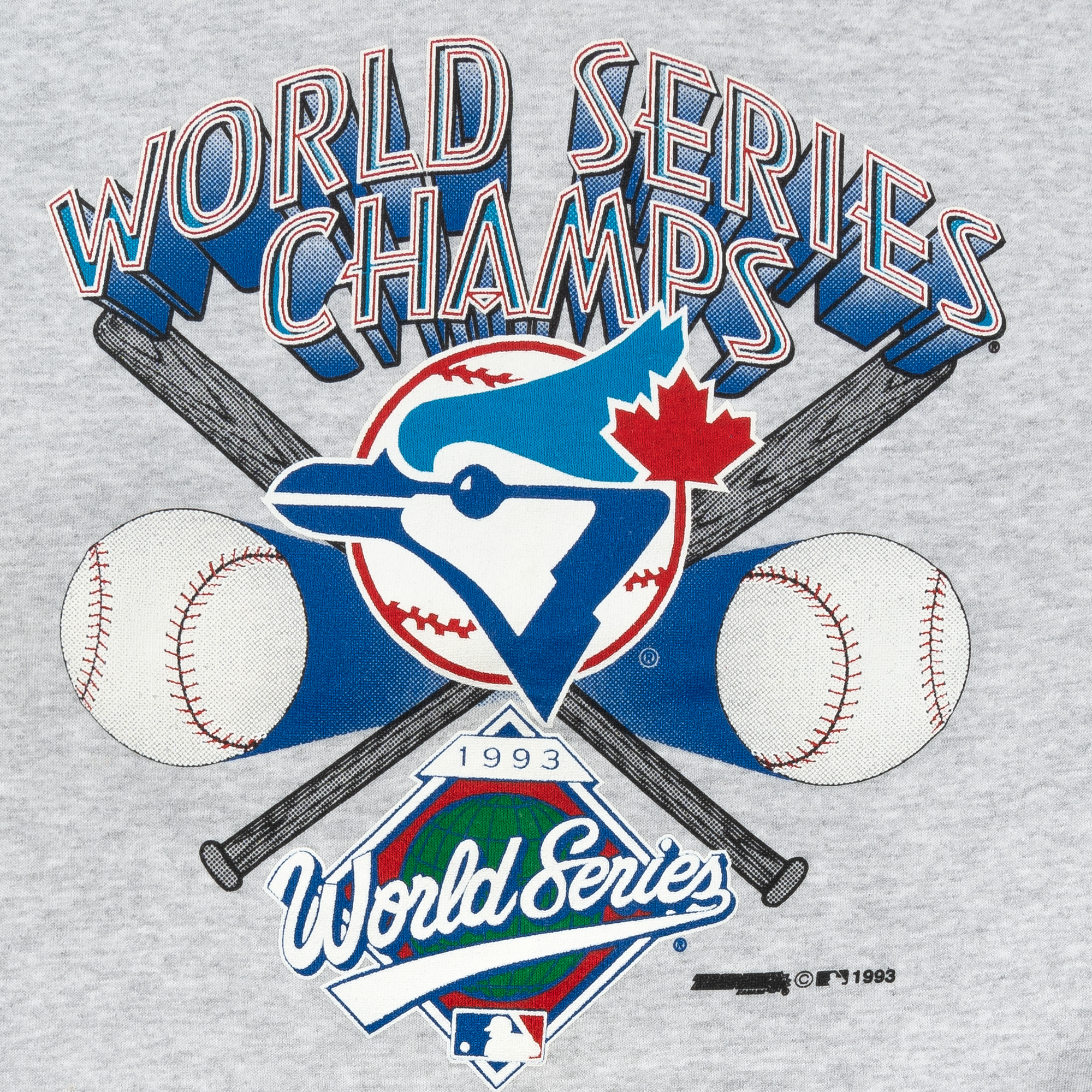 Toronto Blue Jays World Series Champs Cross Bat Tultex 1993 MLB Crewneck Grey-PLUS