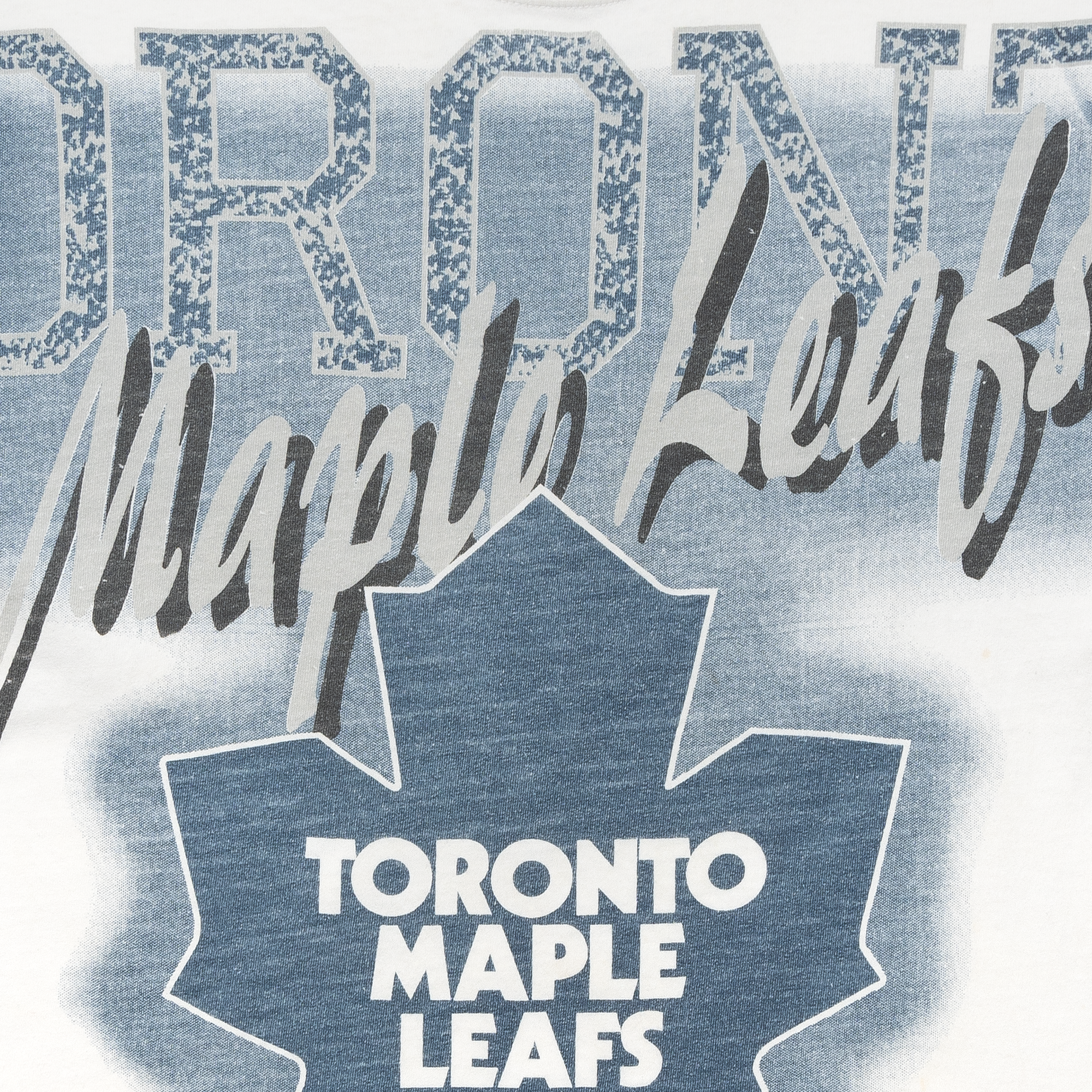 Toronto Maple Leafs Woody Sports Cross Body Print 90s NHL Tee White-PLUS