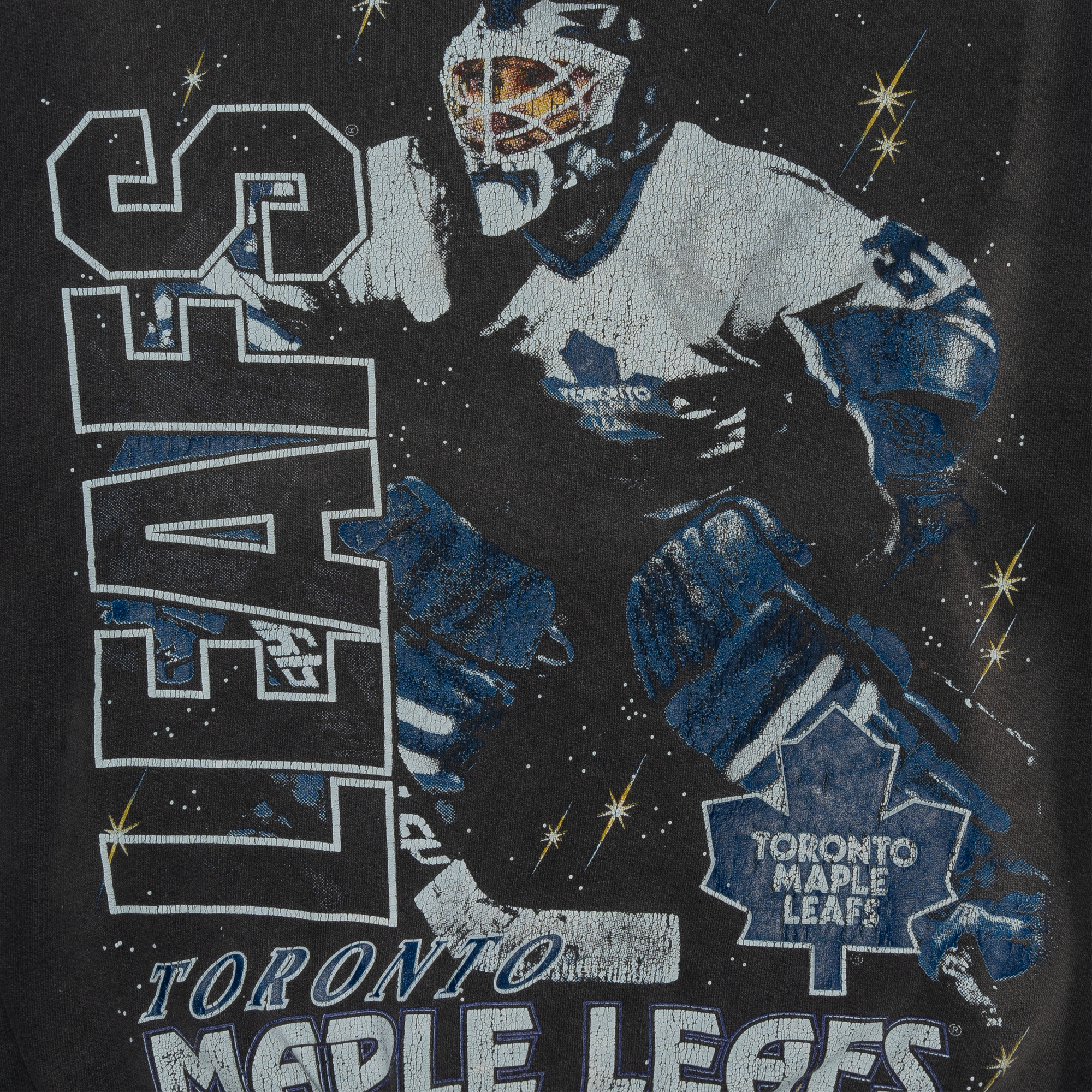 Toronto Maple Leafs Bulletin Athletic Faded All Over Print 1994 NHL Crewneck Black-PLUS