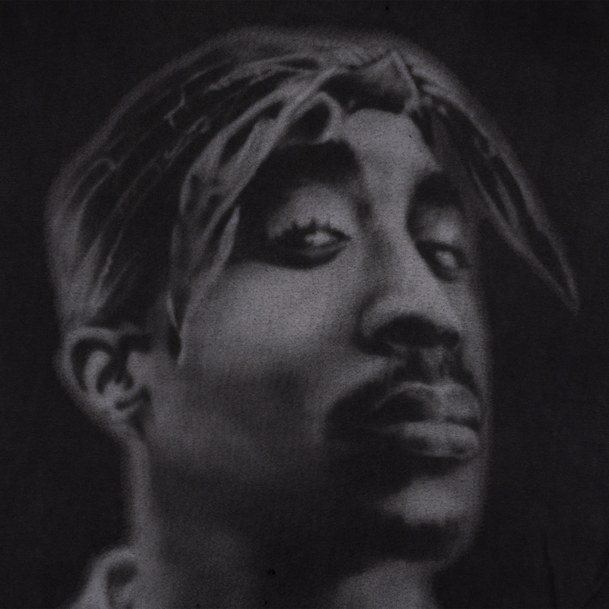 Tupac Shakur Airbrush Face Graphic Tee Black-PLUS