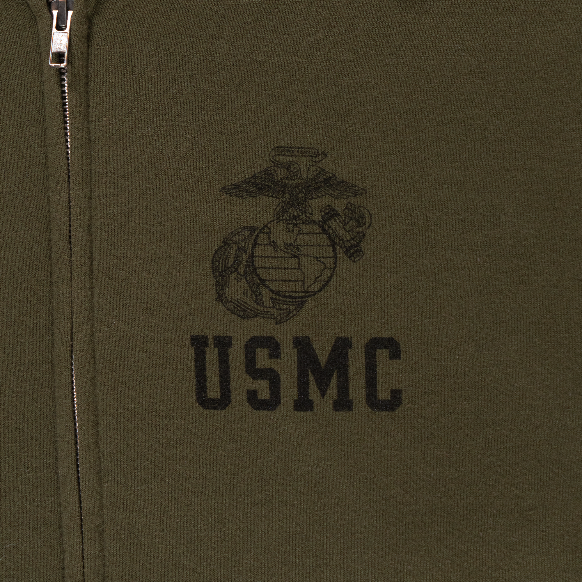 USMC United States Marine Corps Full Zip Hoodie Green-PLUS