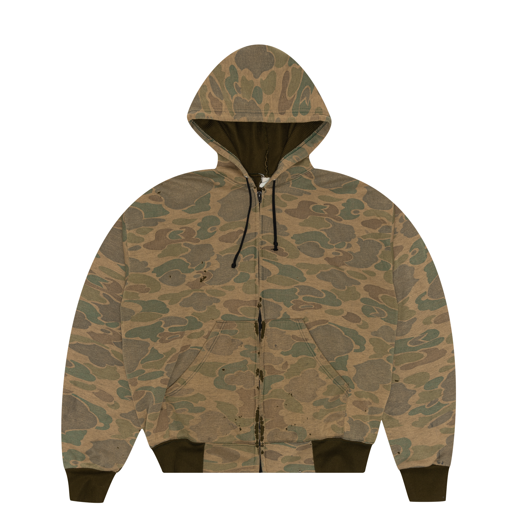Ace Sportswear Faded Camouflage Thermal Hoodie Green-PLUS