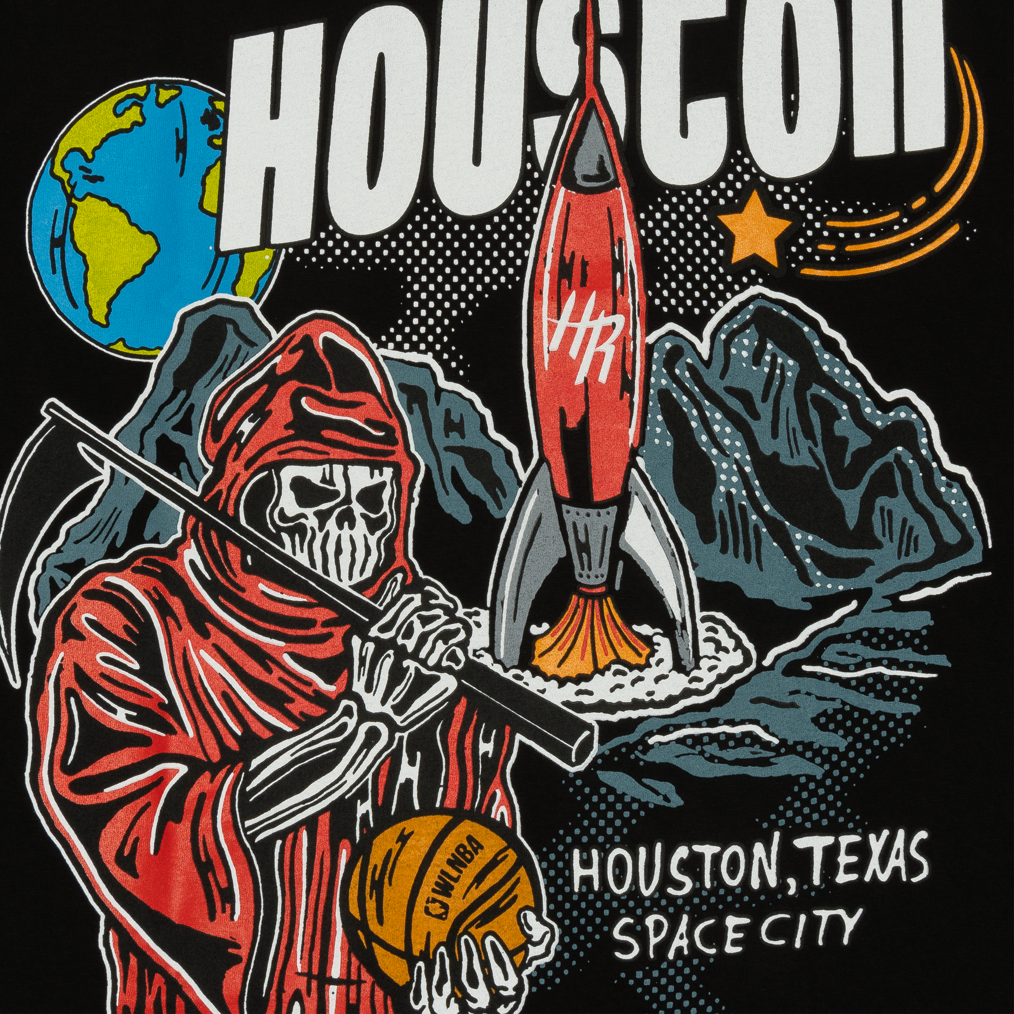 Warren Lotas Houston Space Exploration T-Shirt Black-PLUS