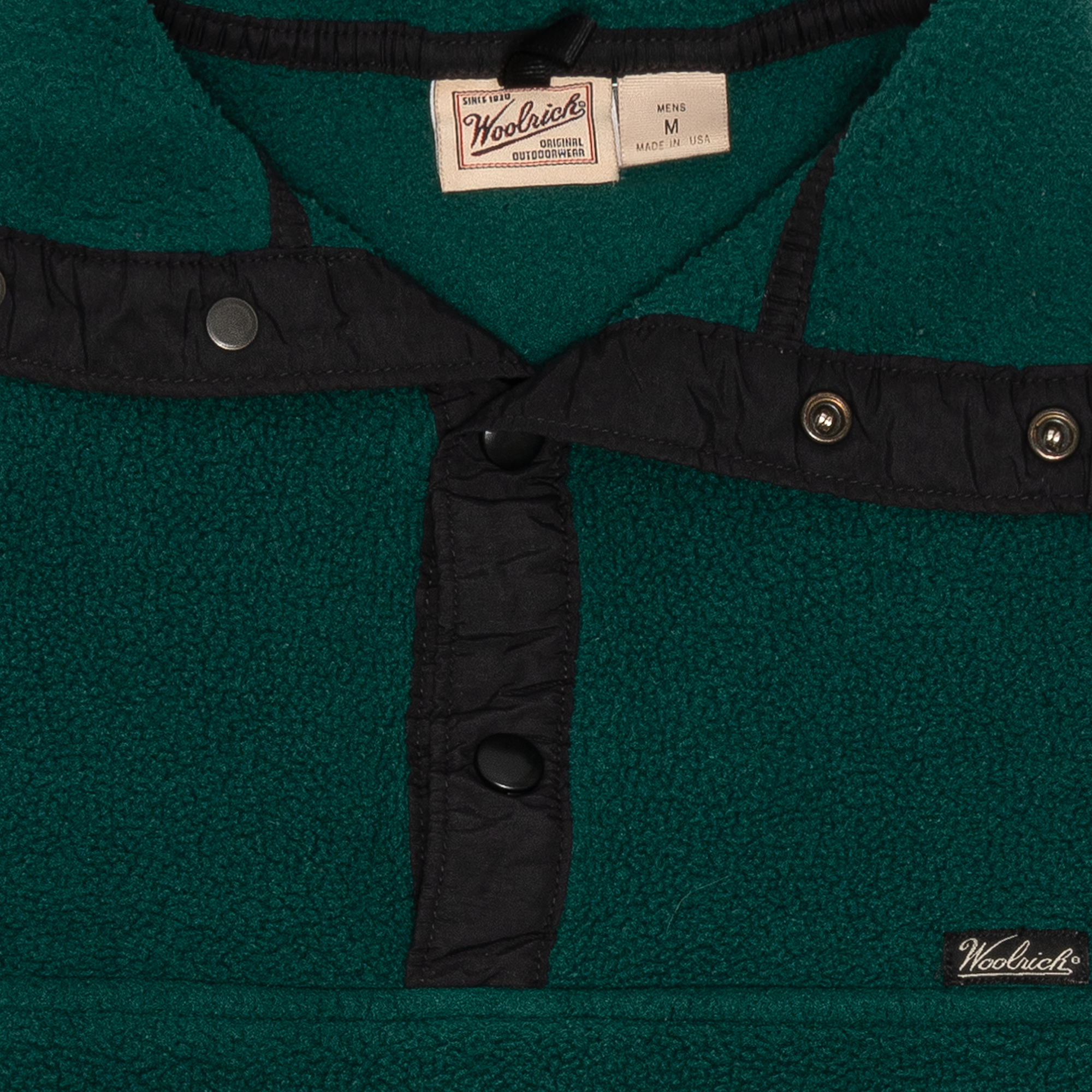 Woolrich Quarter Buttoned Fleece Pullover Sweatshirt Green-PLUS
