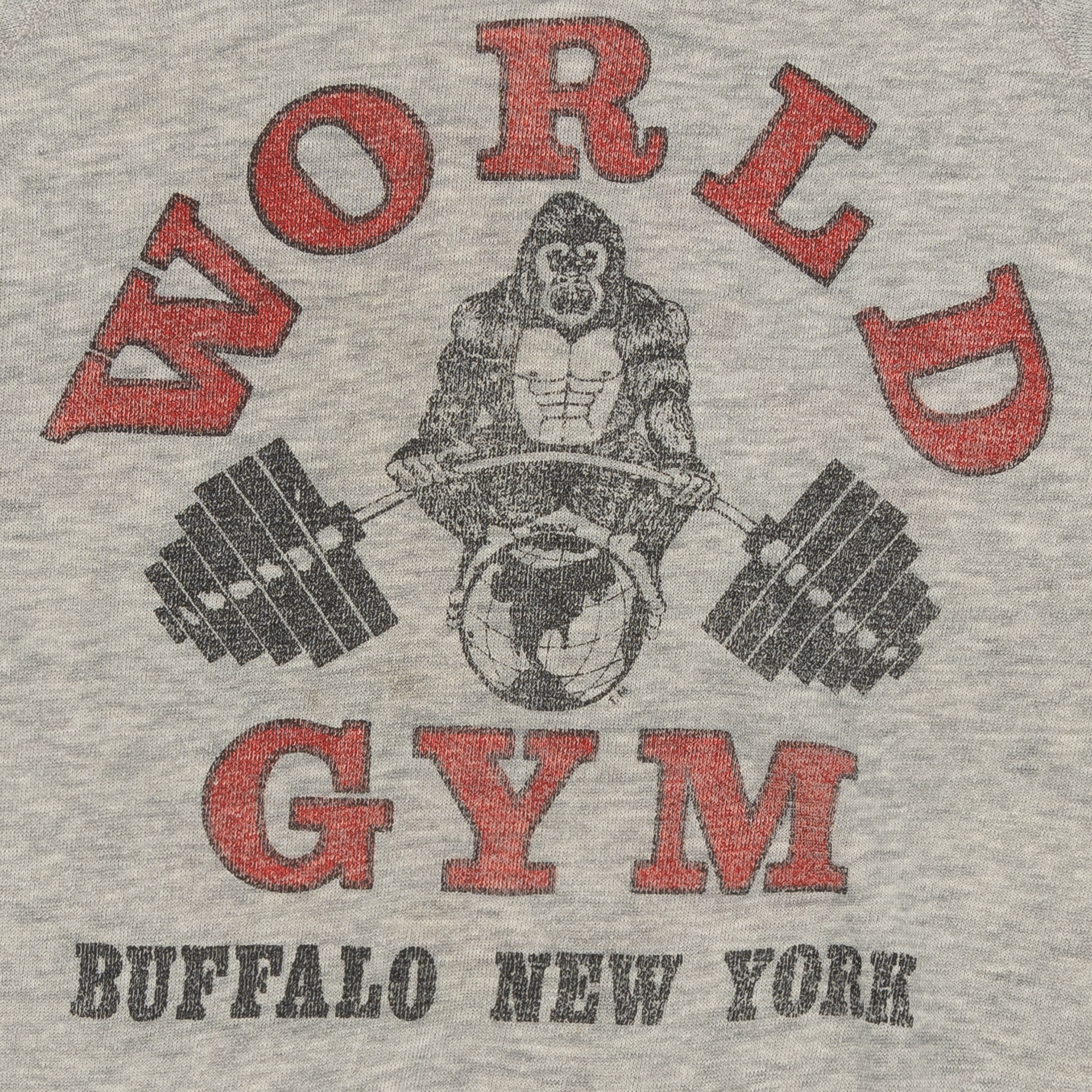 World Gym Buffalo New York 80's Crewneck Grey-PLUS