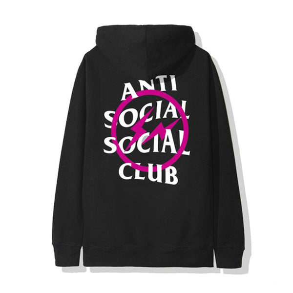 ASSC x Fragment Pink Bolt Hoodie Black | PLUS