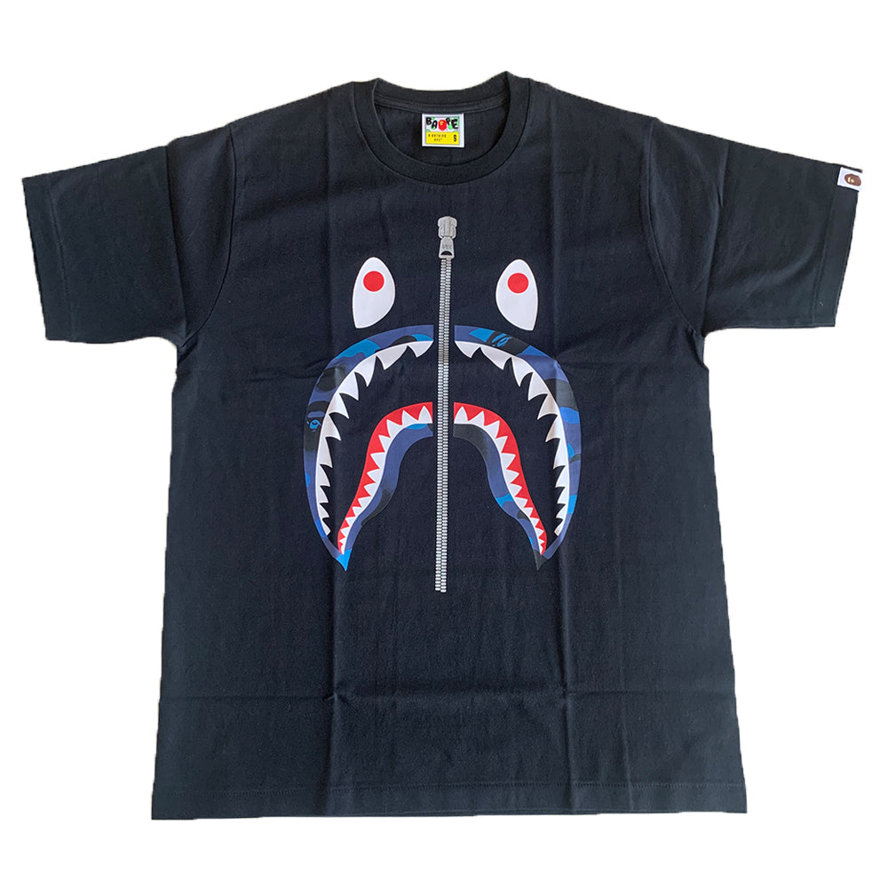 BAPE Camo Shark Tee Black/Baby Blue-PLUS
