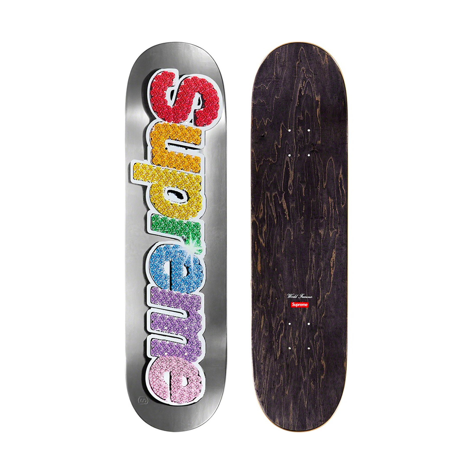 Supreme Bling Box Logo Skateboard Deck Platinum-PLUS