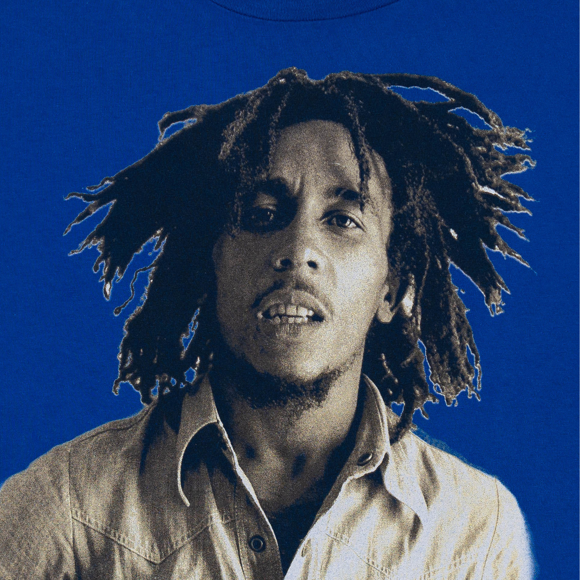 Bob Marley Solo Big Face Music Tee Blue-PLUS
