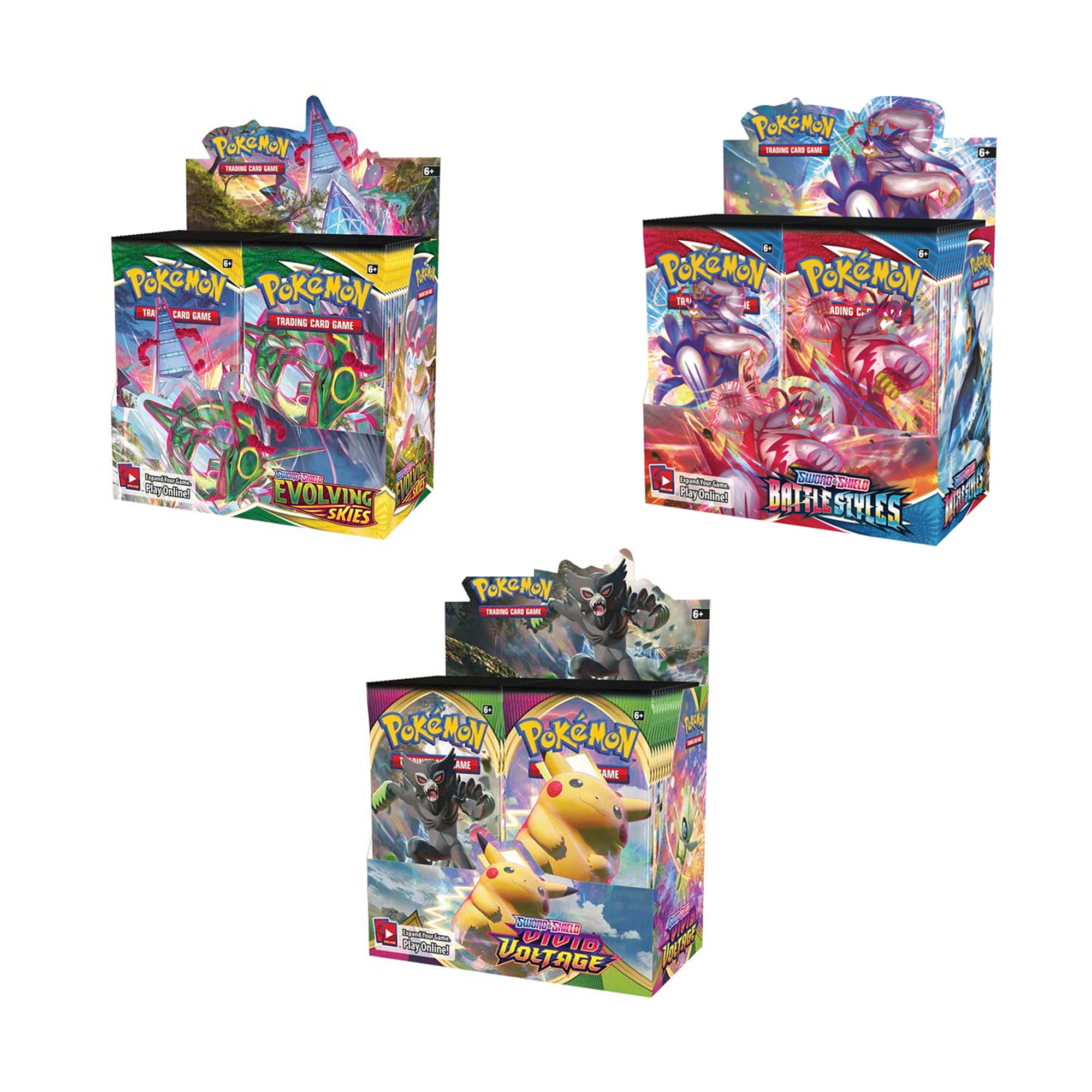 Pokemon Battle Styles, Evolving Skies, Vivid Voltage Booster Box Bundle-PLUS