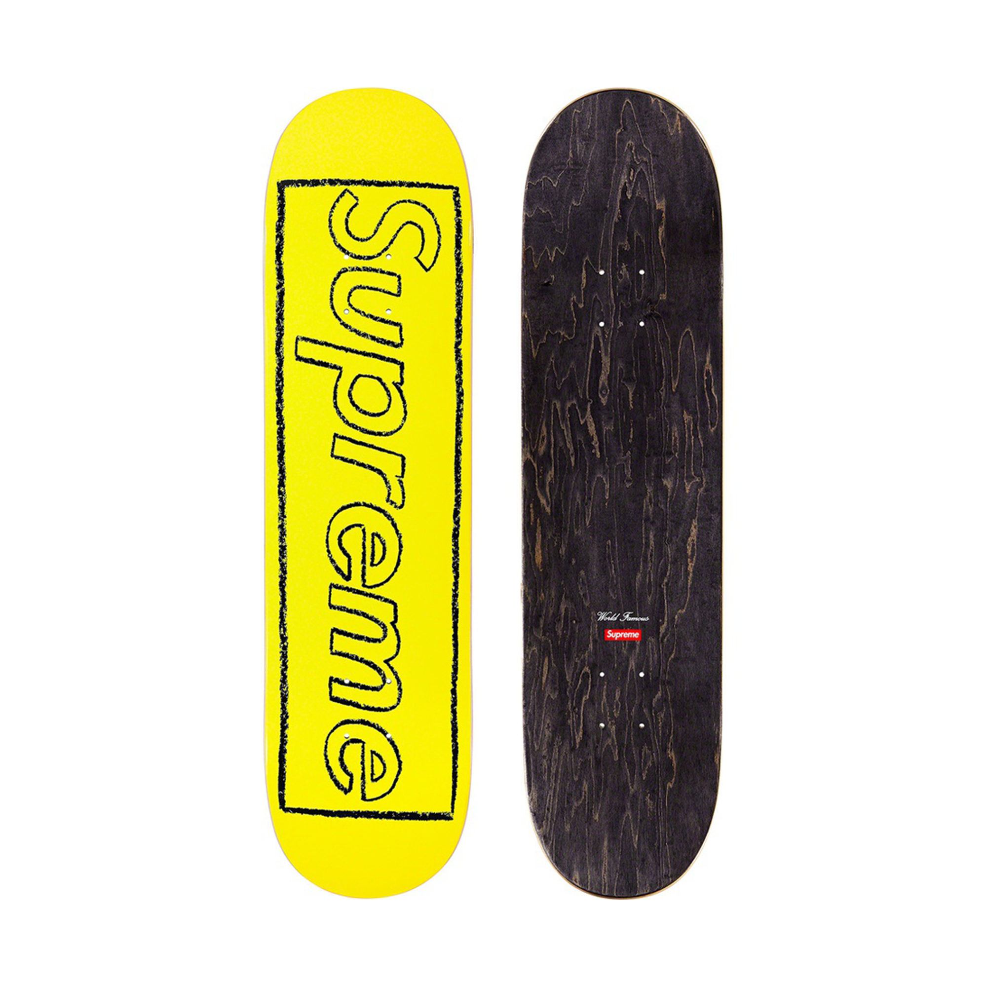 Supreme KAWS Chalk Logo Skateboard Deck Bright Yellow-PLUS