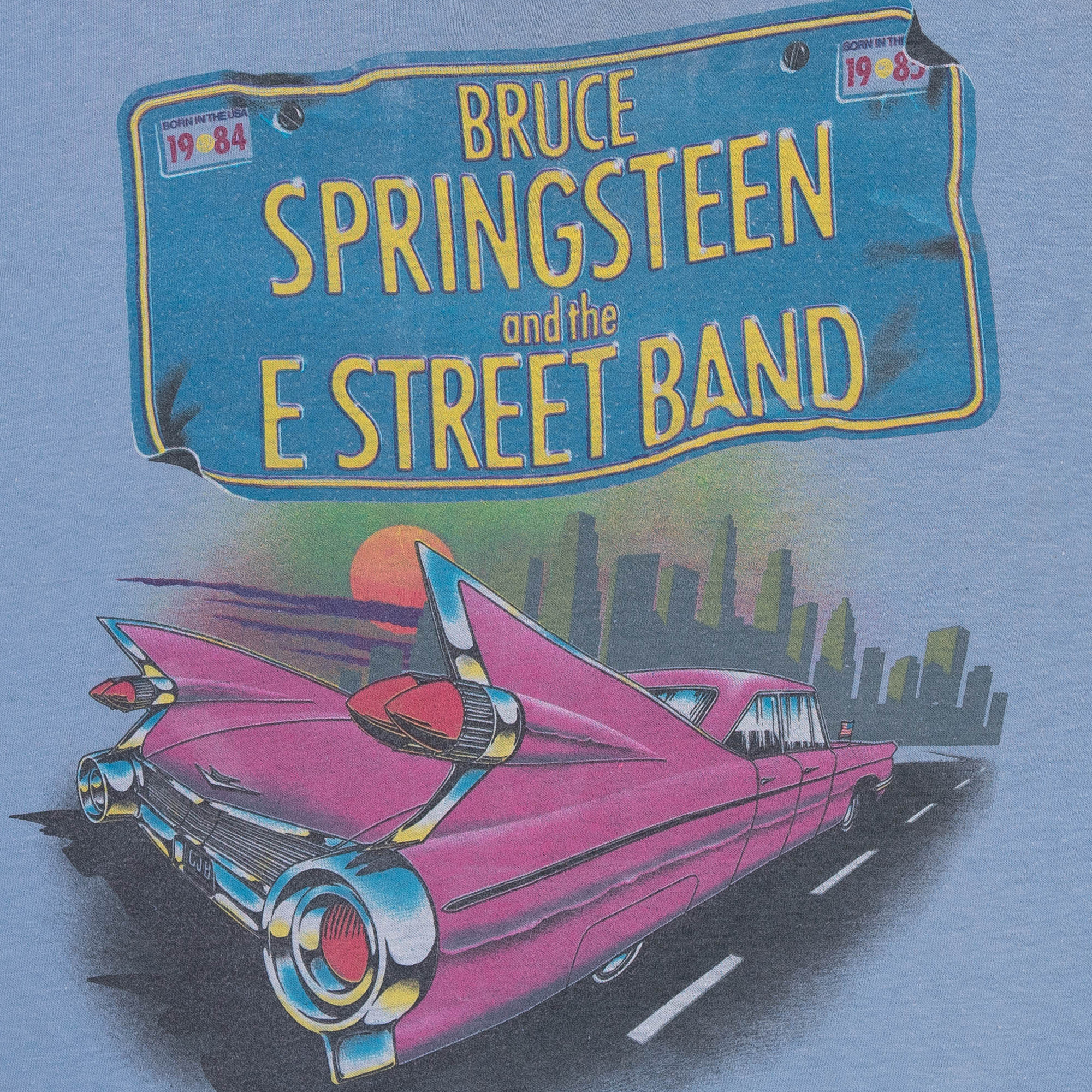 Bruce Sprinsteen and The E Street Band 1985 Tour Tee Blue-PLUS