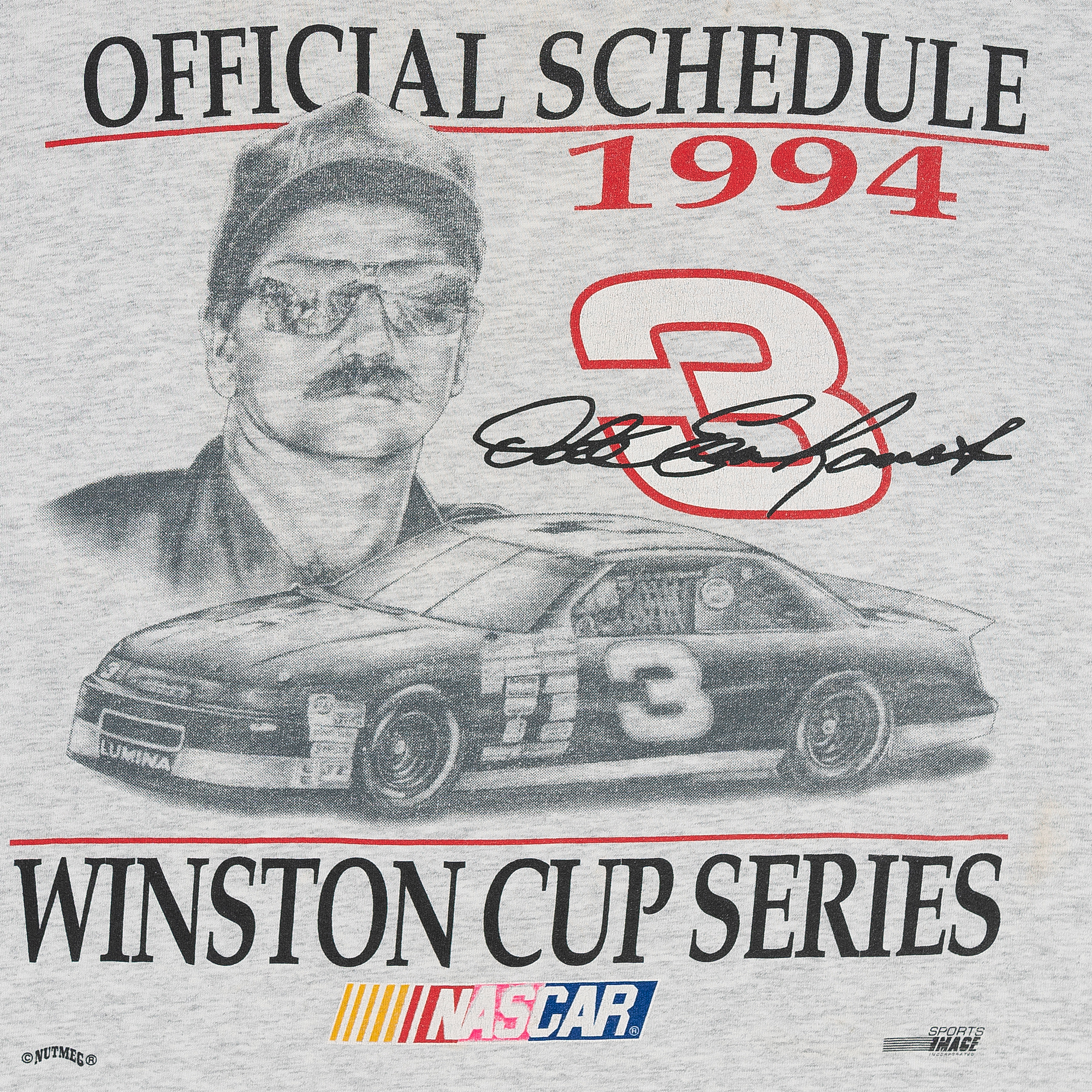 Nascar Winston Cup Series Schedule Dale Earnhardt 1994 Tee Grey-PLUS