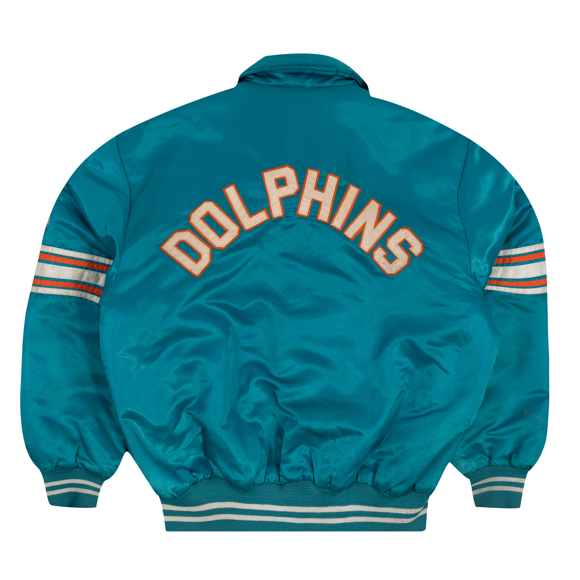 Miami Dolphins Collared 90s NFL Team Varsity Jacket Turquoise-PLUS