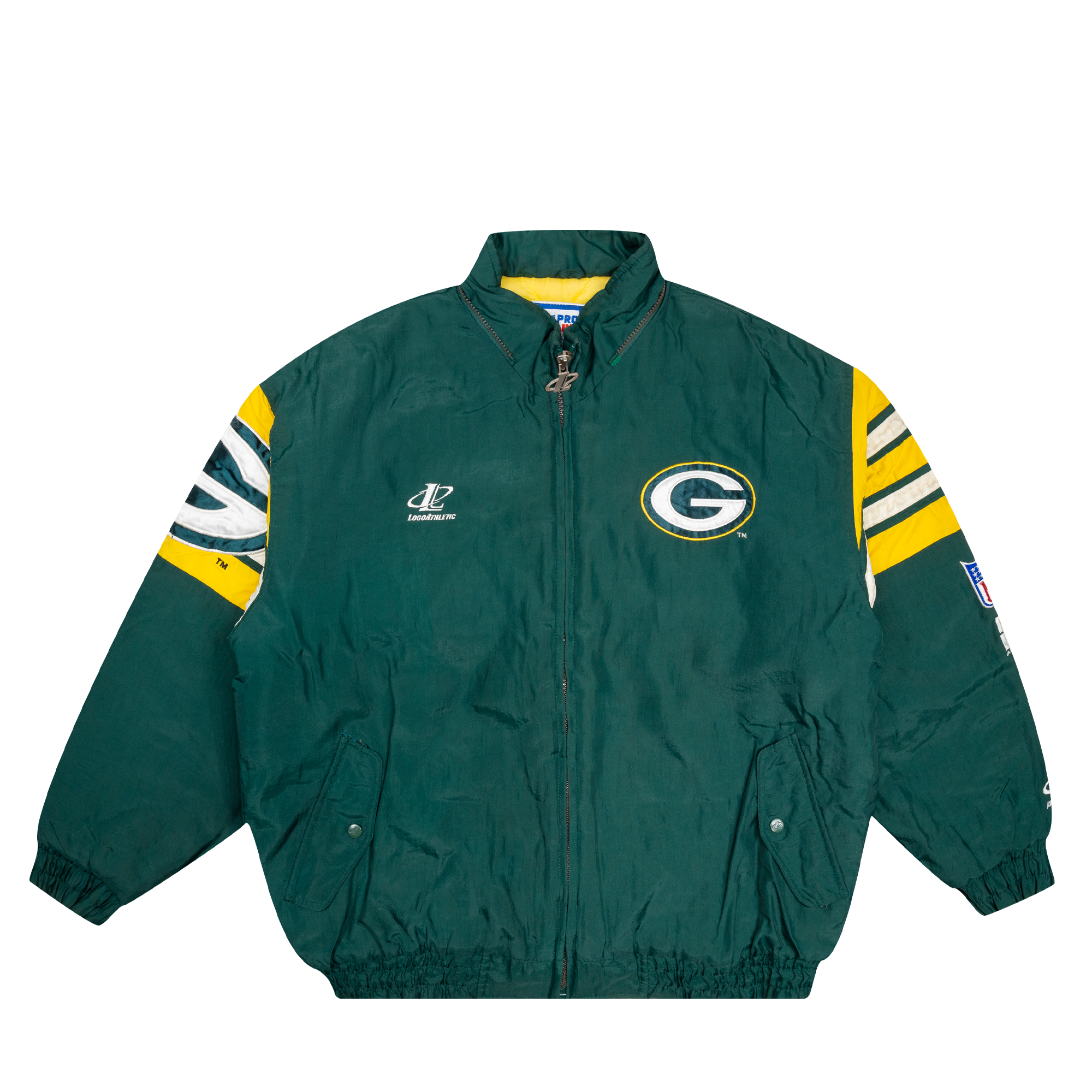 Green Bay Packers Striped Sleeve Logo Pro Line NFL Jacket Green-PLUS