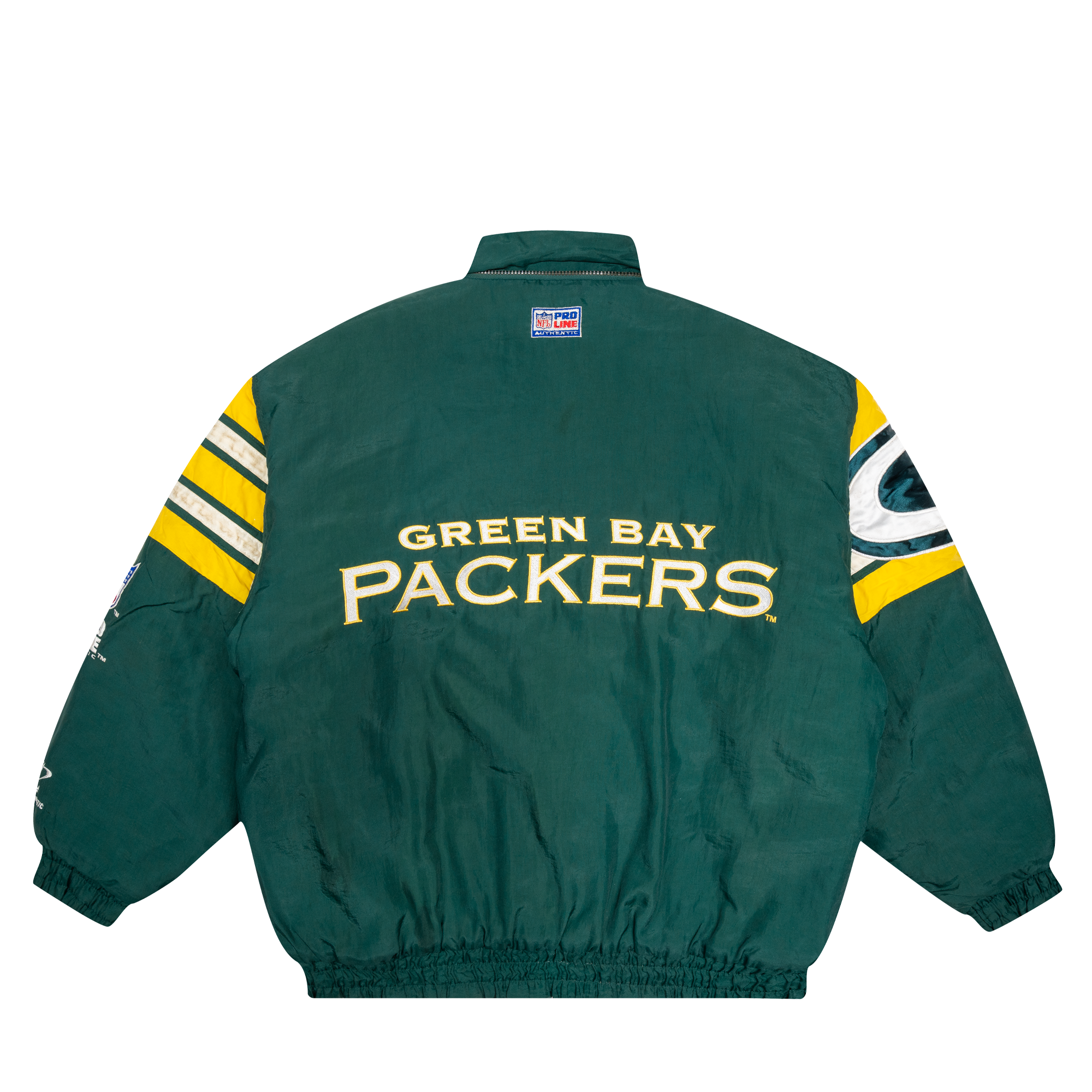 Green Bay Packers Striped Sleeve Logo Pro Line NFL Jacket Green-PLUS