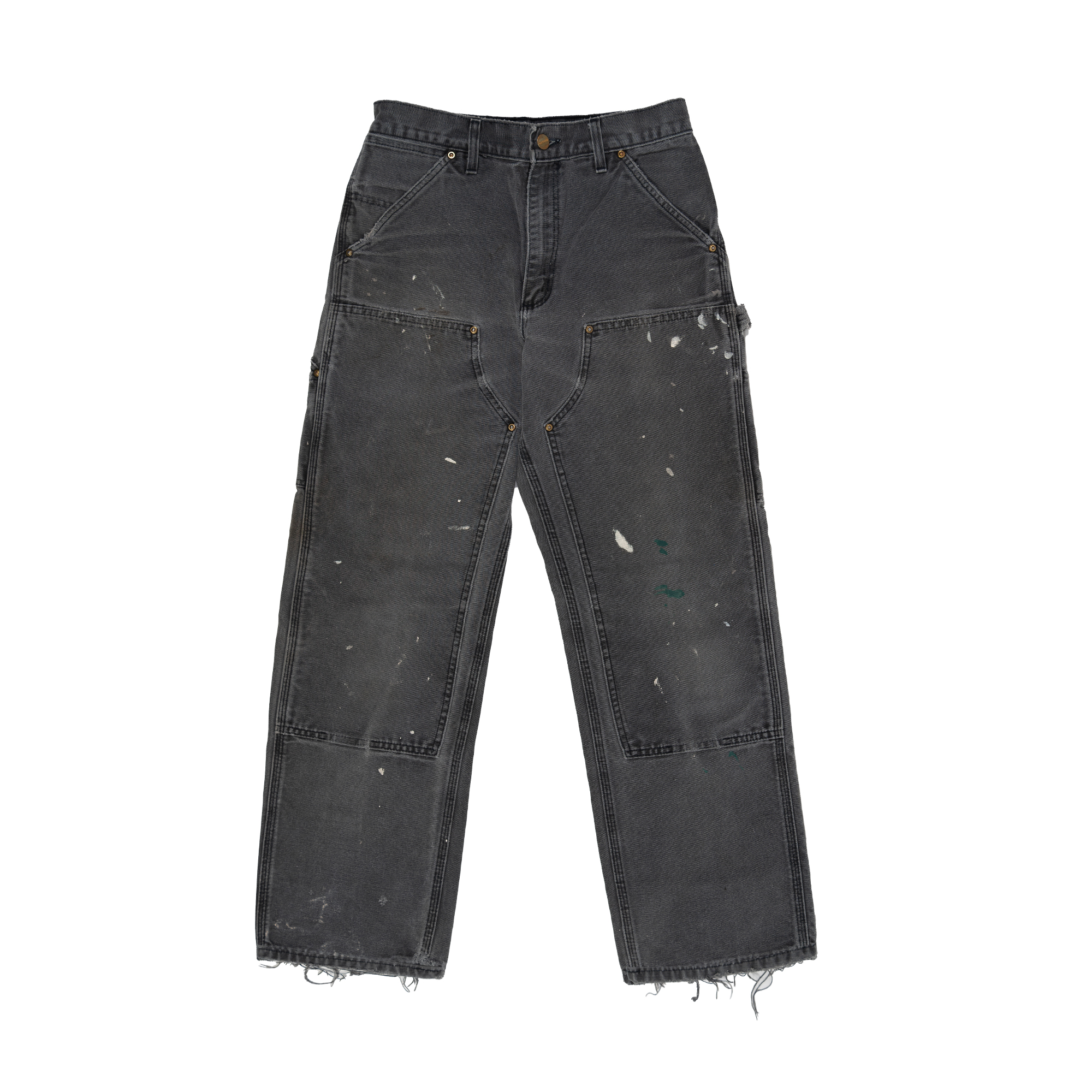 Carhartt Double Knee Distressed And Painted Trousers Grey-PLUS