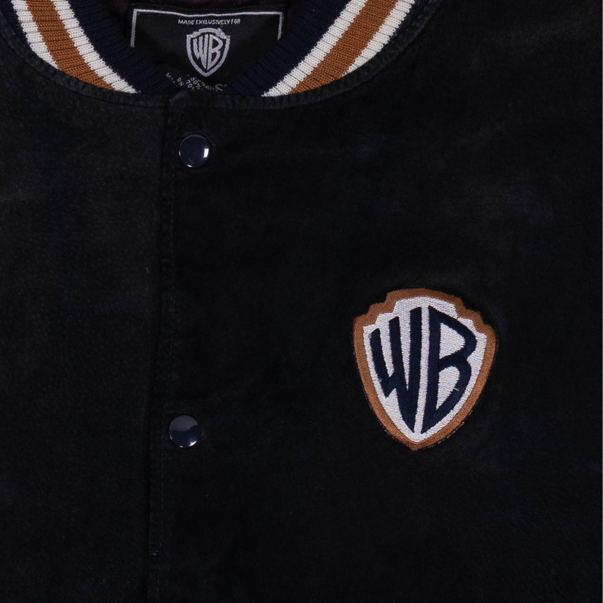Warner Brothers Motion Pictures Varsity Jacket Black-PLUS